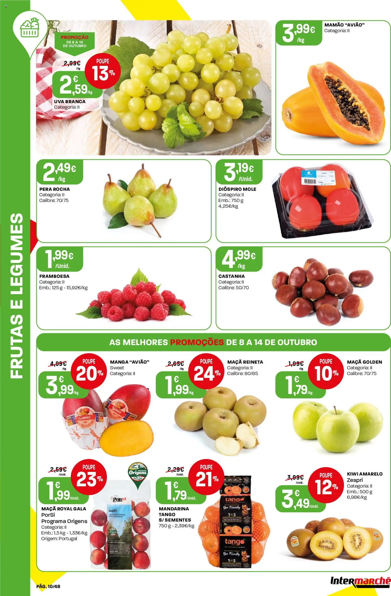 Intermarché folheto │ válido de 08/10/2026 | Página: 10 | Produtos: Dióspiro, Frutas, Maça, Mamão