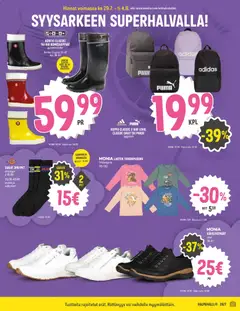 Halpa Halli-mainoslehti voimassa 29/07/2026 alkaen | Sivu: 15 | Tuotteet: Voi, Sukat, Reppu, Kumisaappaat