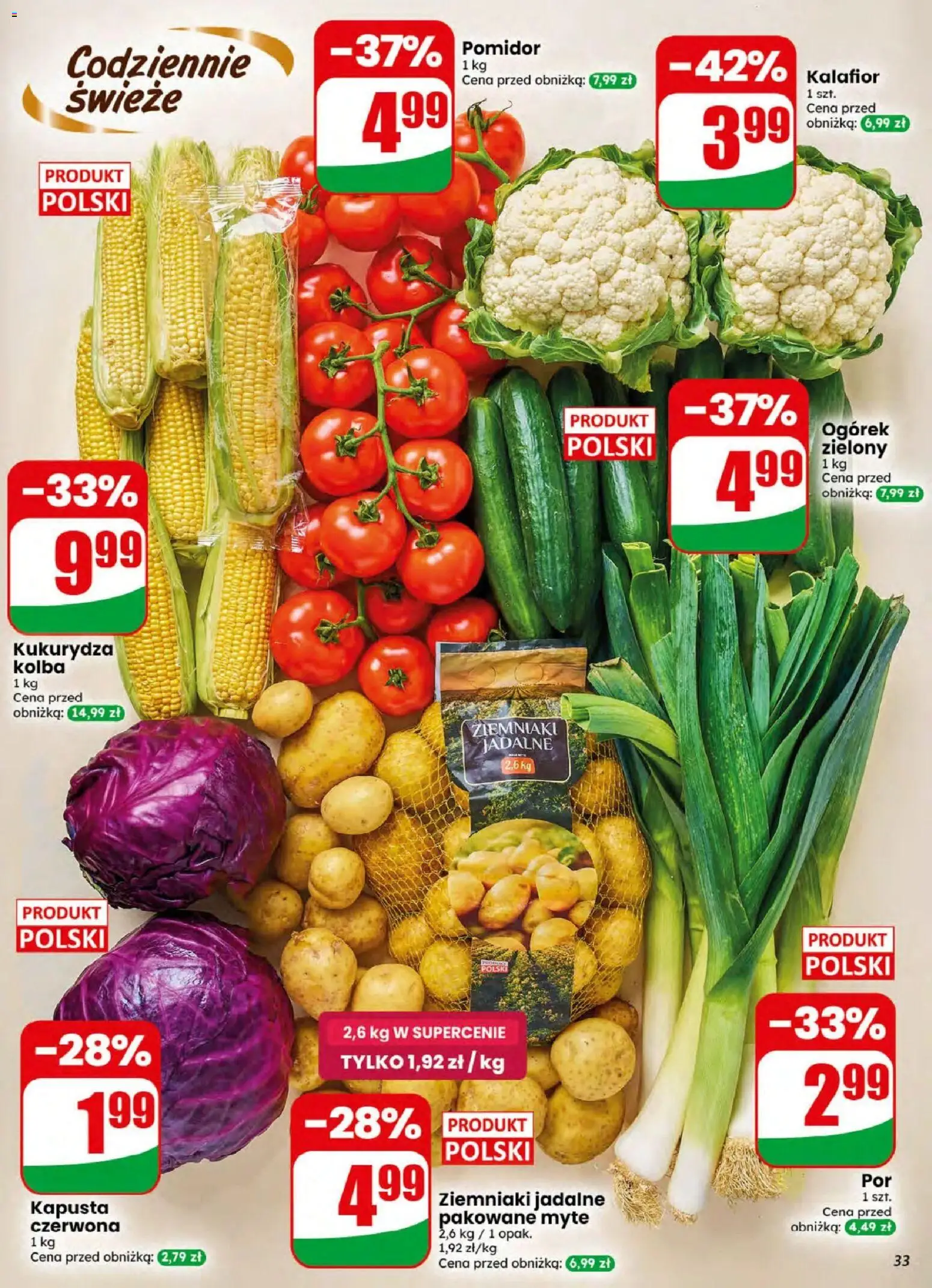 Dino gazetka od 05.08.2026 | Strona: 33 | Produkty: Kapusta, Kalafior, Kukurydza, Ziemniaki