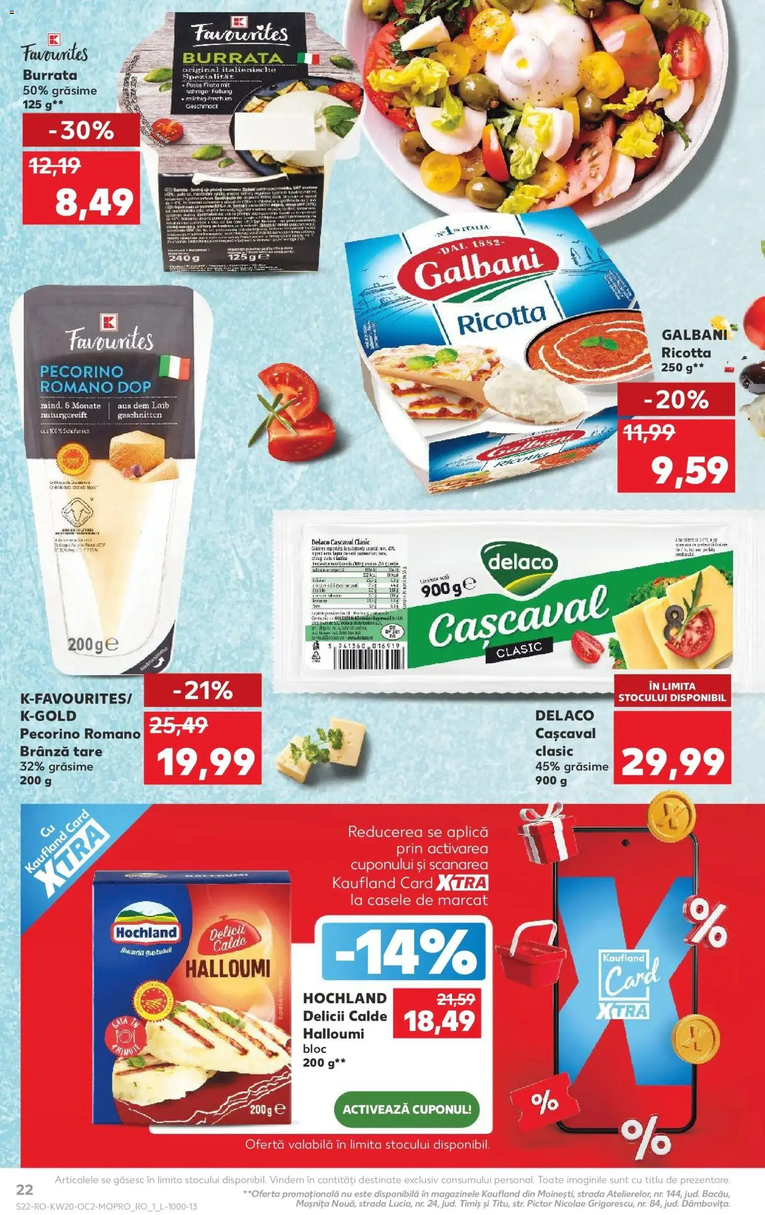 Noul catalog Kaufland – valabil de la 13.05.2026 | Pagină: 22 | Produse: Çift taraflı üst, Light Kedi Konservesi, Cașcaval, Brânză