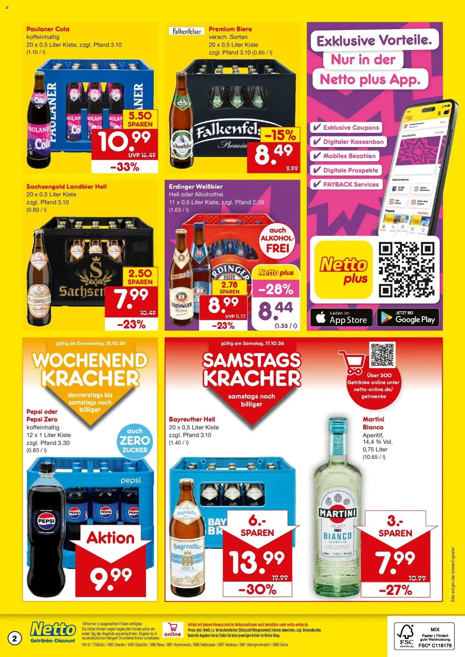 Netto Marken-Discount Prospekt Glashütte-Schlottwitz – gültig ab 12.10.2026 | Seite: 2 | Produkte: Martini, Weißbier, Alkohol, Paulaner