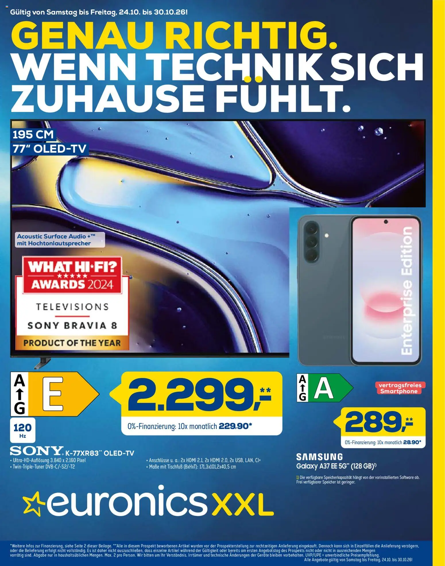 Euronics Prospekt – gültig ab 24.10.2026 | Seite: 1 | Produkte: Hifi, Sony, Samsung, Smartphone