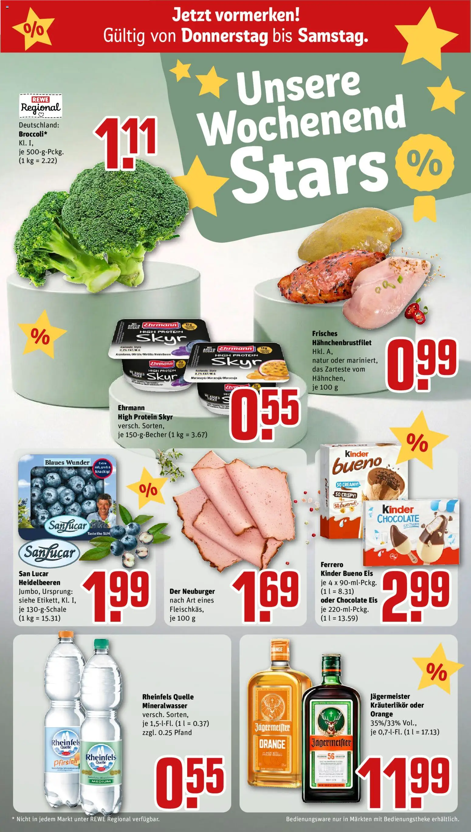 Rewe ihr Kaufpark Prospekt – gültig ab 17.08.2026 | Seite: 29 | Produkte: Kinder bueno, Skyr, Heidelbeeren, Rheinfels quelle
