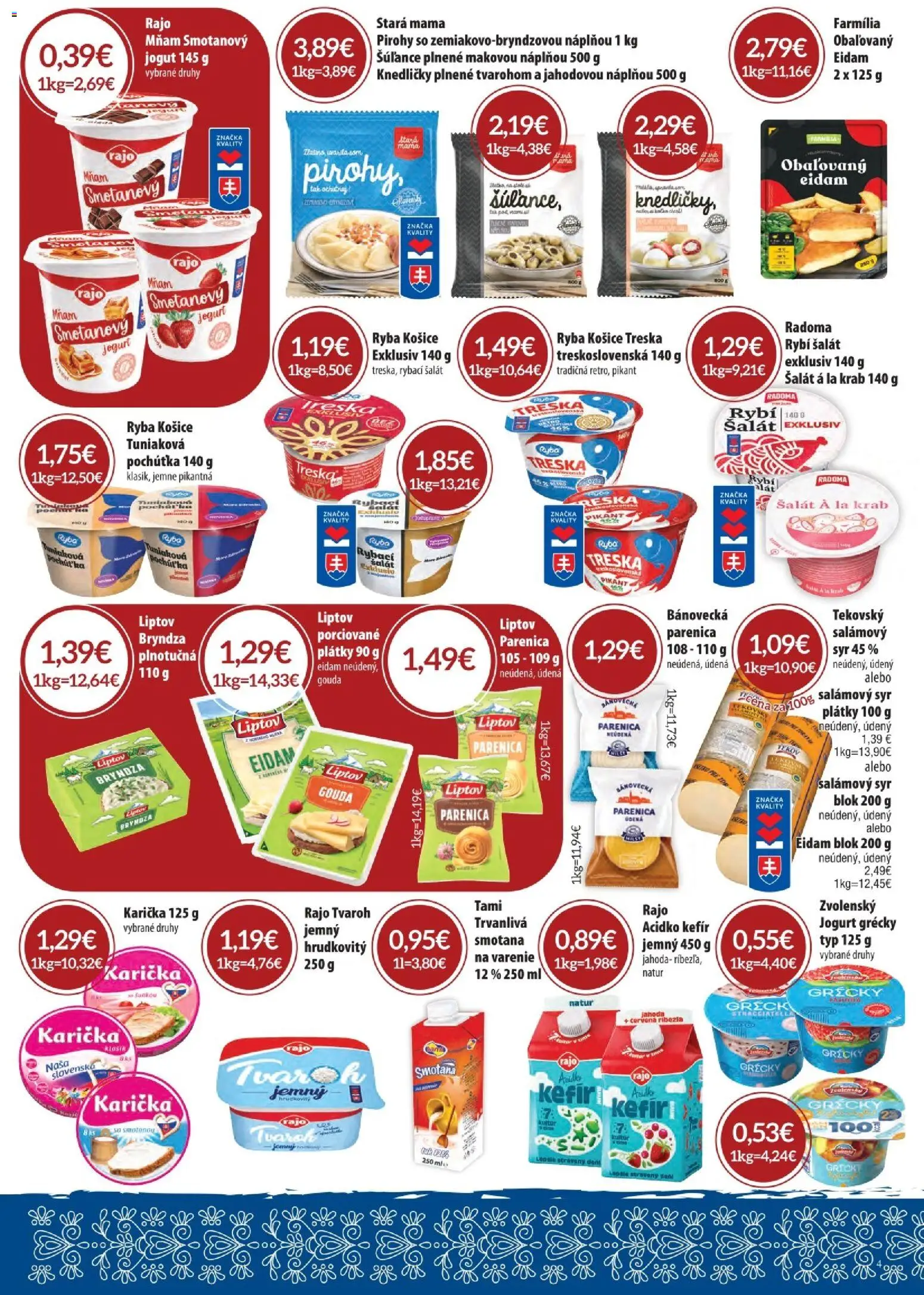 Nové CBA Komfos akcie – leták je platný od 03.09.2026 | Strana: 3 | Produkty: Jogurt, Pirohy, Ryba, Acidko