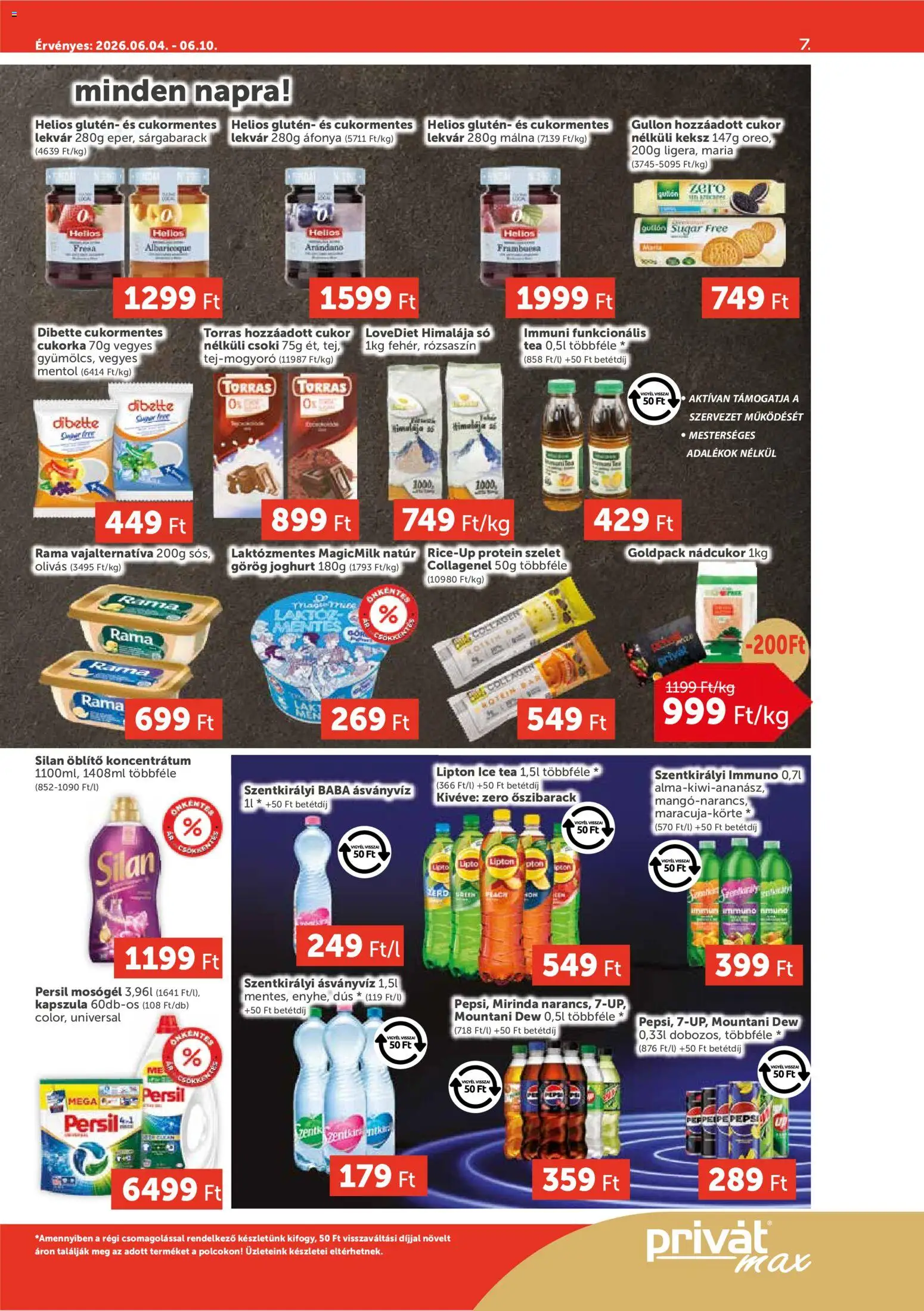 PRIVÁT akciós ujság - amely érvényes a következő dátumtól: 04.06.2026 | Oldal: 7 | Termékek: Persil, Málna, Ice tea, Görög joghurt