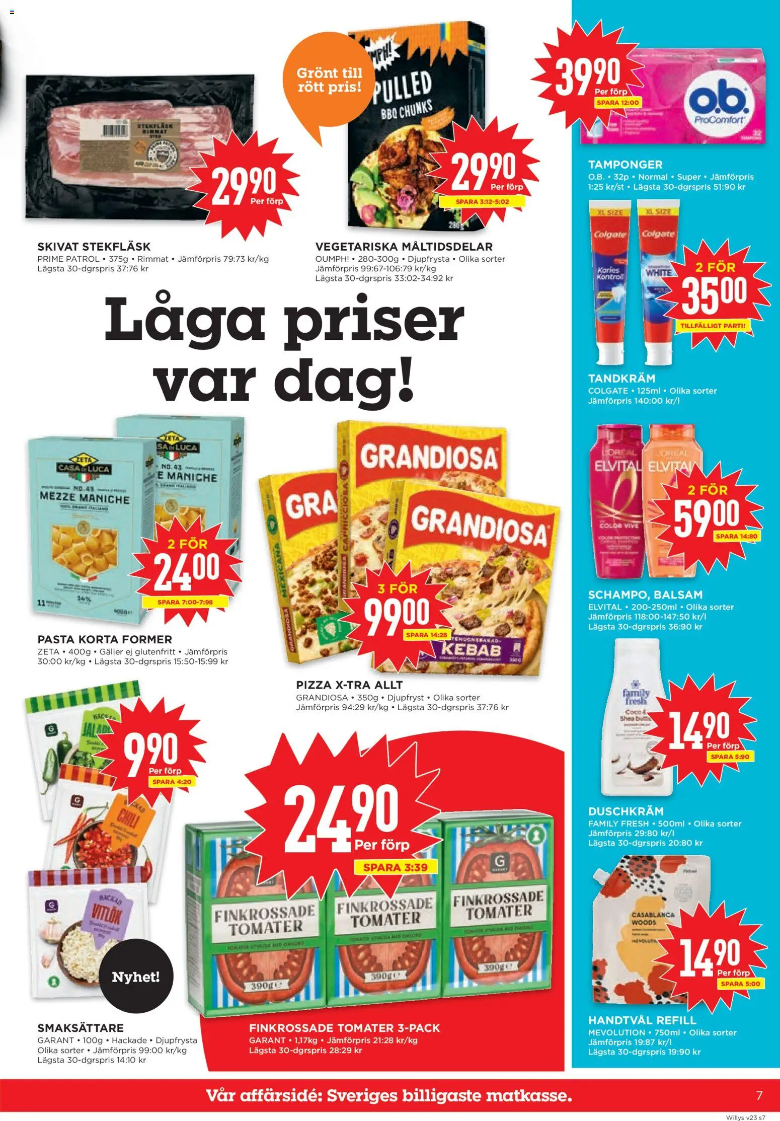Willys reklamblad aktuell från 01.06.2026 | Sida: 7 | Produkter: Balsam, Pizza, Tomater, Pasta