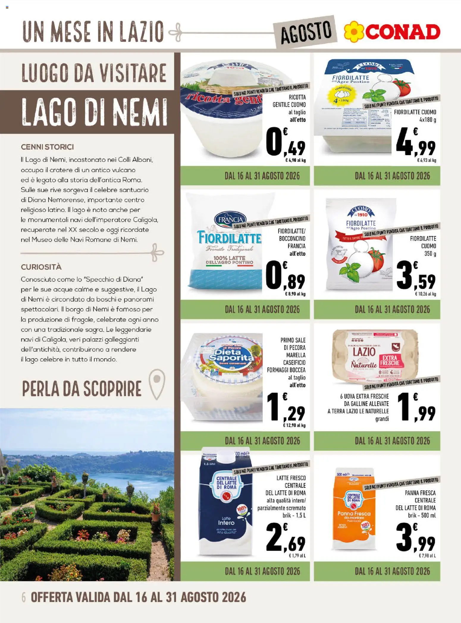 Volantino Conad del 01/08/2026 | Pagina: 6 | Prodotti: Uova, Panna, Latte, Specchio