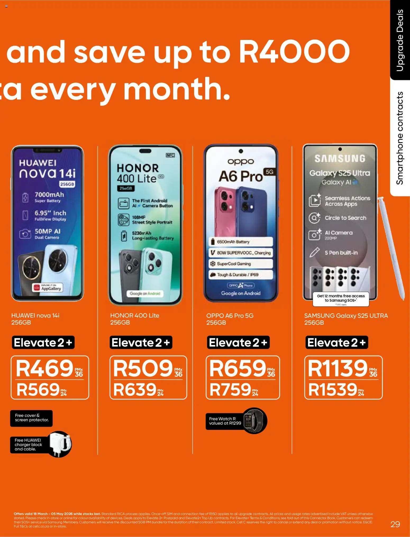 New Cell C catalogue – valid from 18.03.2026 | Page: 31 | Products: Sim, Camera, Battery, Charger