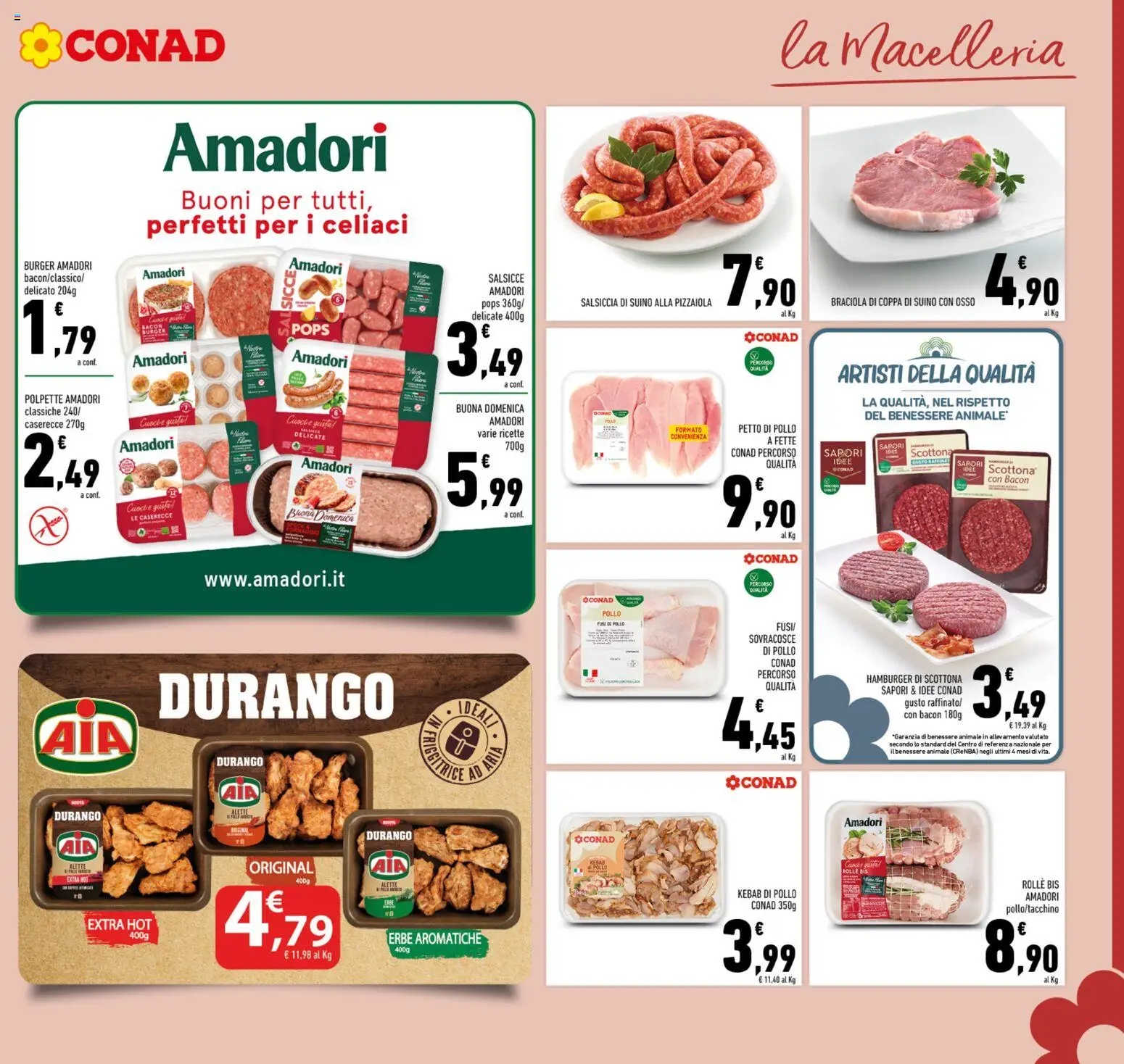 Volantino Conad del 11.03.2026 | Pagina: 5 | Prodotti: Pollo, Salsiccia, Hamburger, Polpette