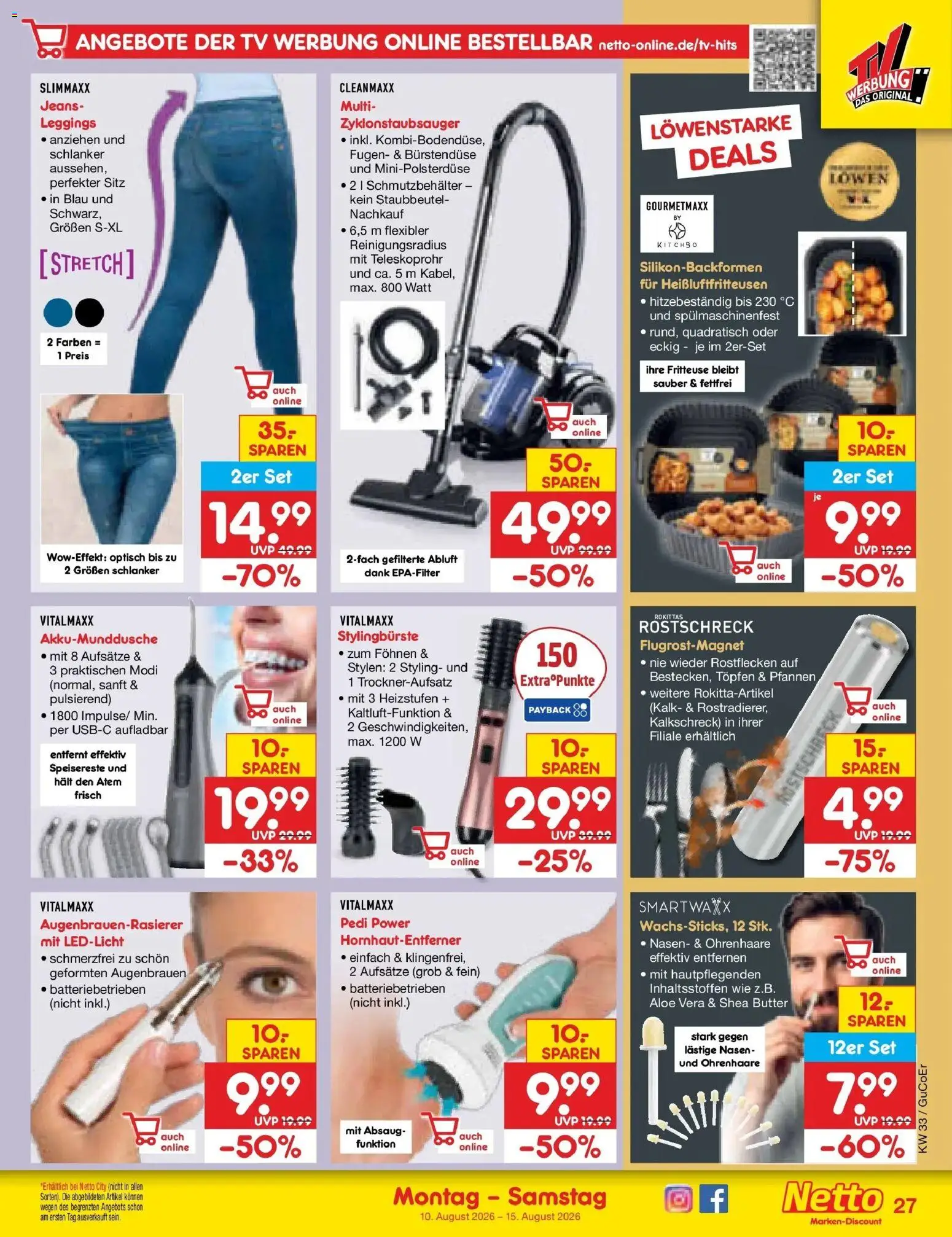Netto Marken-Discount Prospekt Augustusburg (ab 10.08.2026) » Angebote | Seite: 39 | Produkte: Butter, Kalk, Jeans, TV