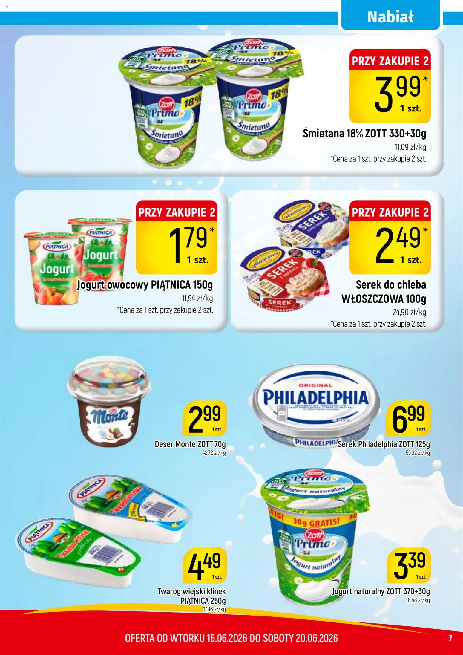 Piotruś Pan gazetka od 16.06.2026 | Strona: 7 | Produkty: Serek, Jogurt owocowy, Jogurt, Twaróg
