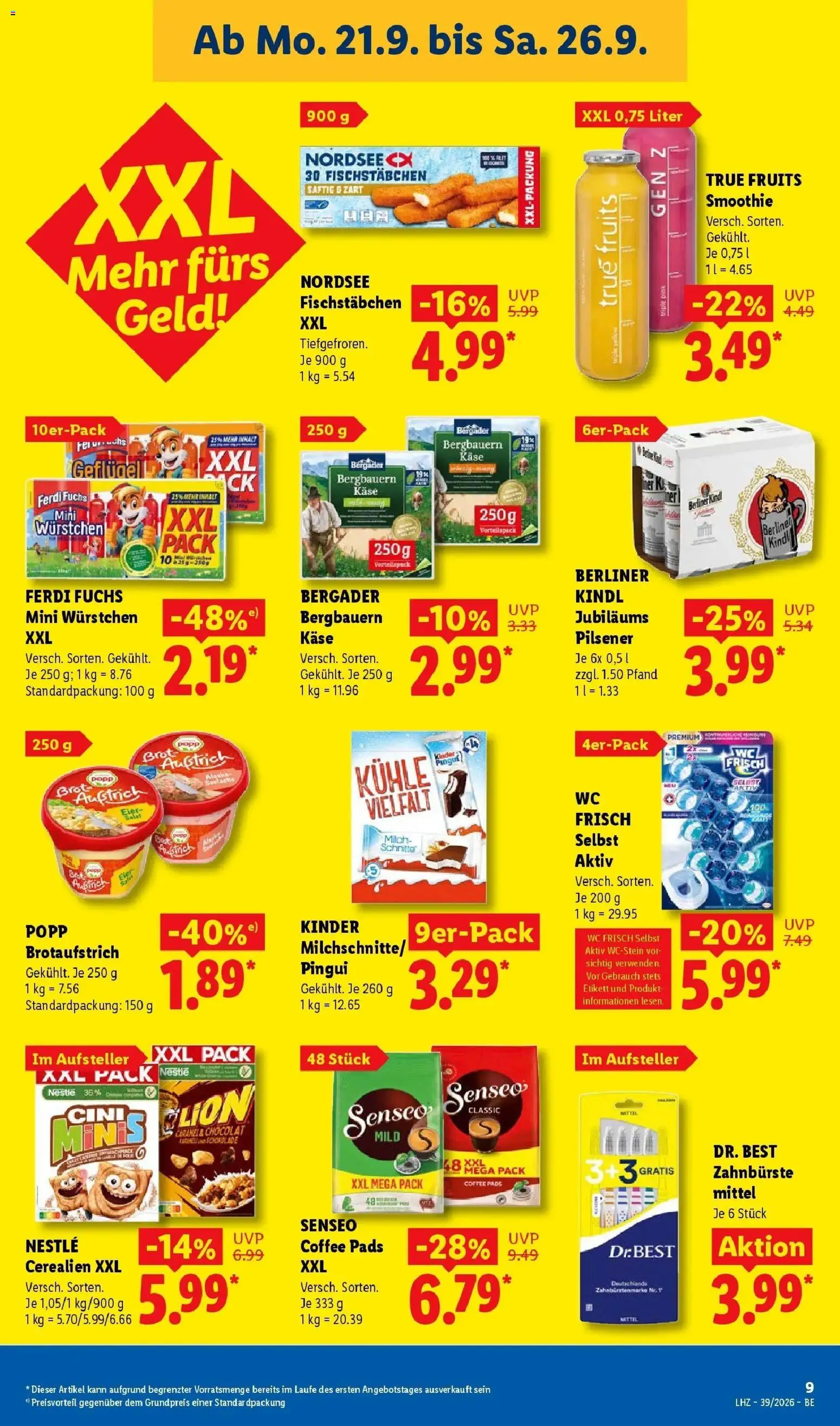 Lidl Prospekt Mahlow (ab 21.09.2026) zum Blättern » Angebote | Seite: 15 | Produkte: Berliner, Senseo, Milch, Zahnbürste