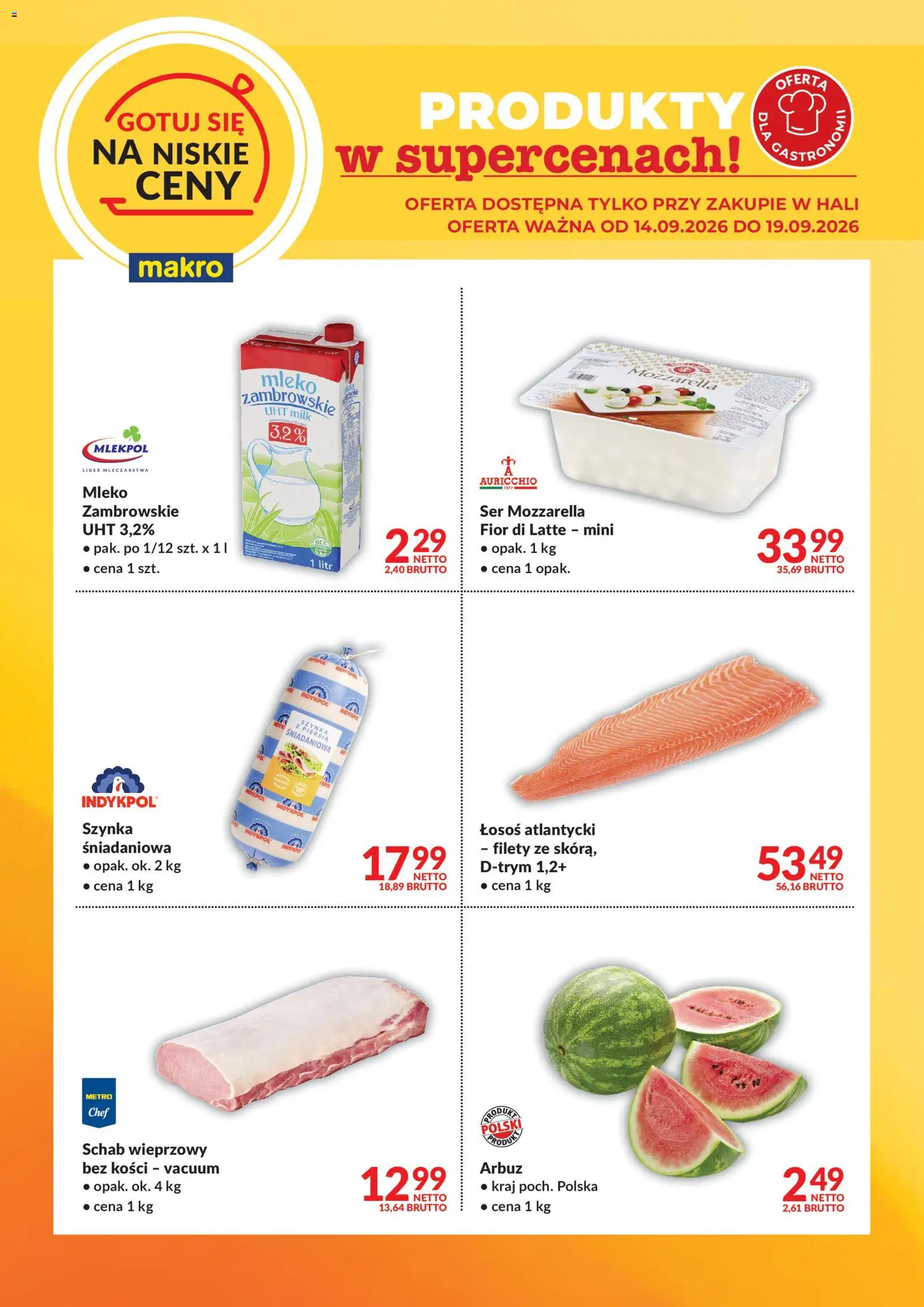 Makro gazetka - Gotuj się na niskie ceny od 14.09.2026 | Strona: 2 | Produkty: Arbuz, Schab wieprzowy, Szynka, Łosoś