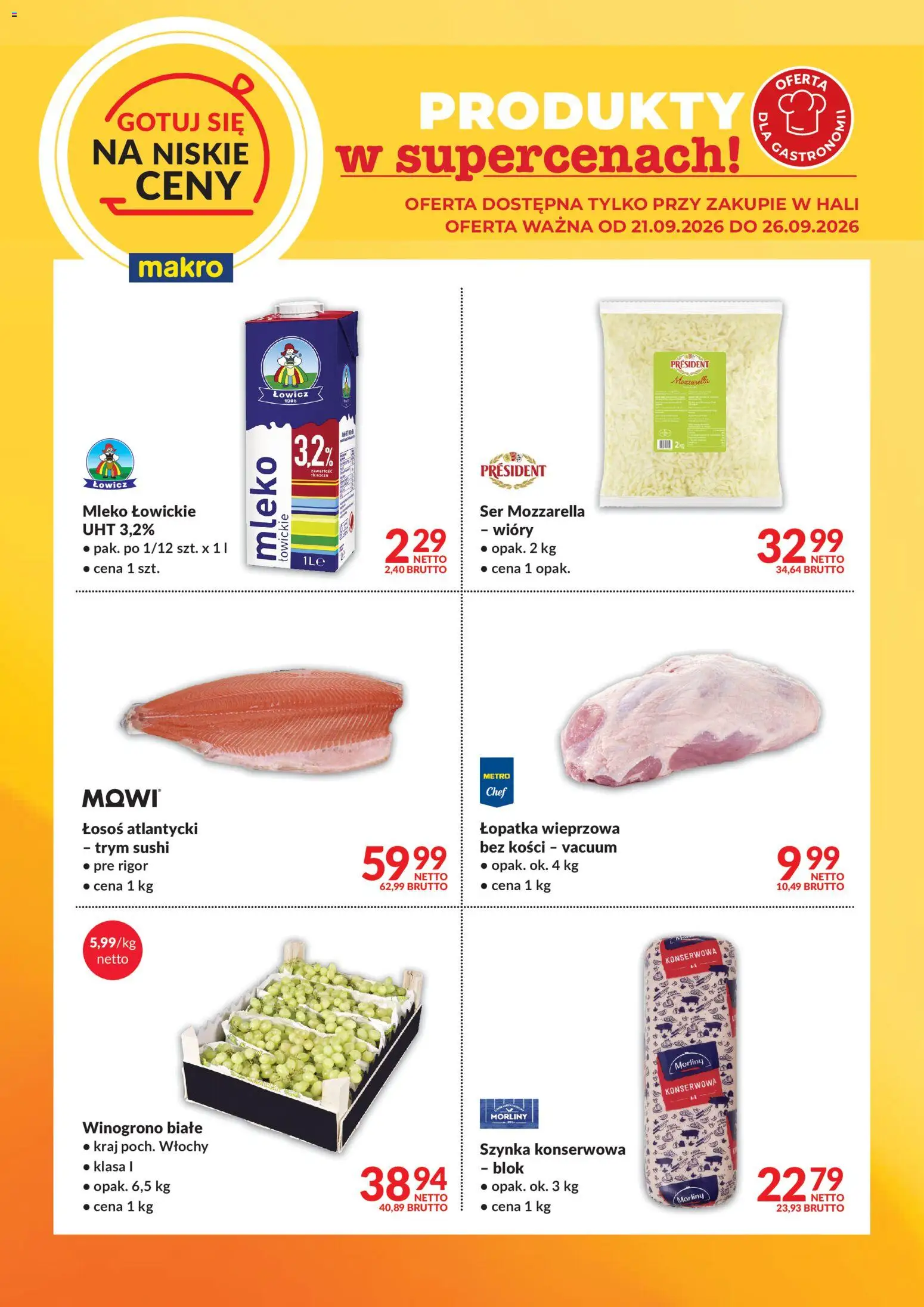 Makro gazetka - Gotuj się na niskie ceny od 14.09.2026 | Strona: 2 | Produkty: Arbuz, Szynka, Łosoś, Mleko