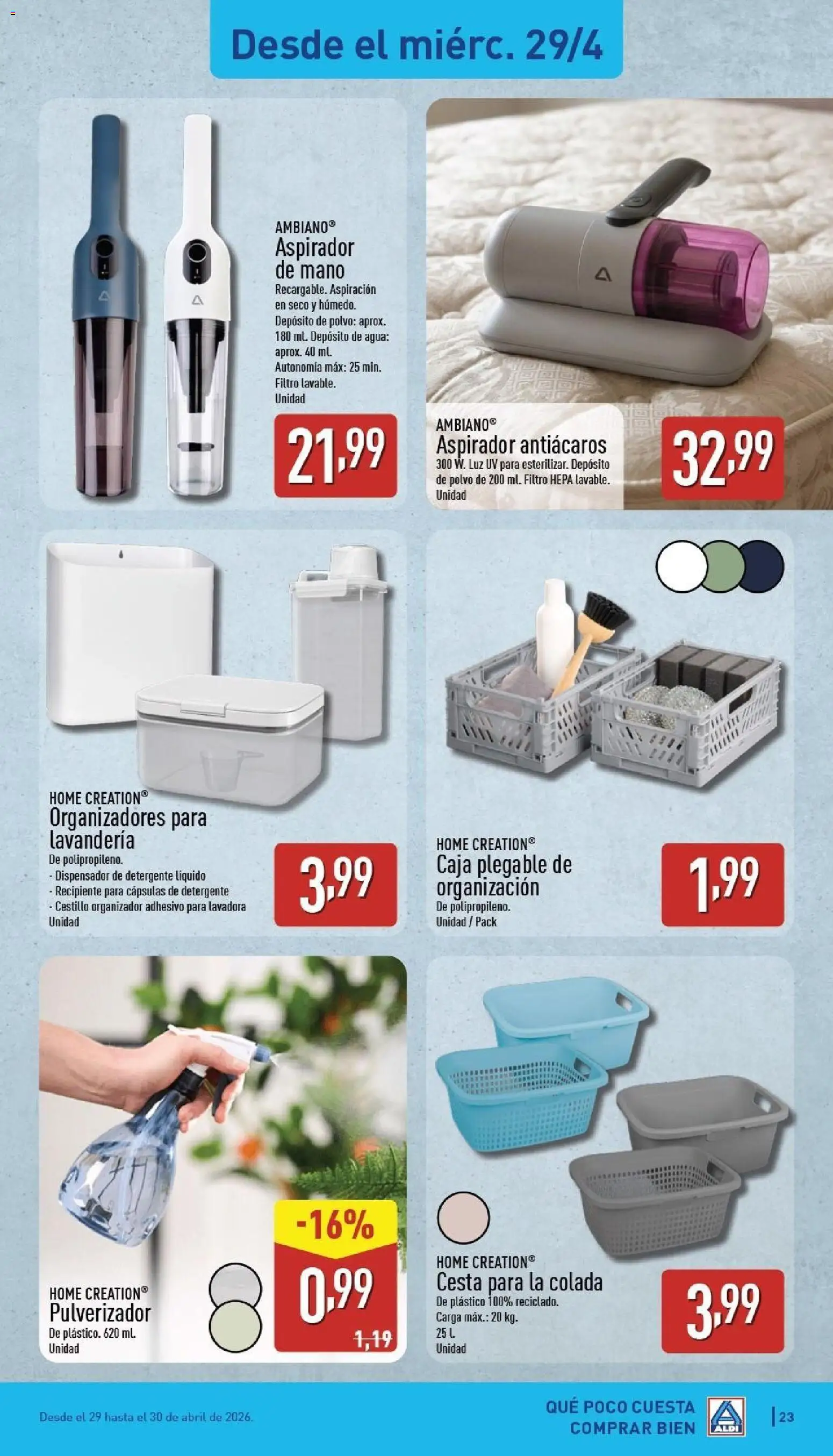 Aldi folleto Canarias │ válido desde el 27.04.2026 | Página: 23 | Productos: Detergente, Organizador, Detergente líquido, Caja