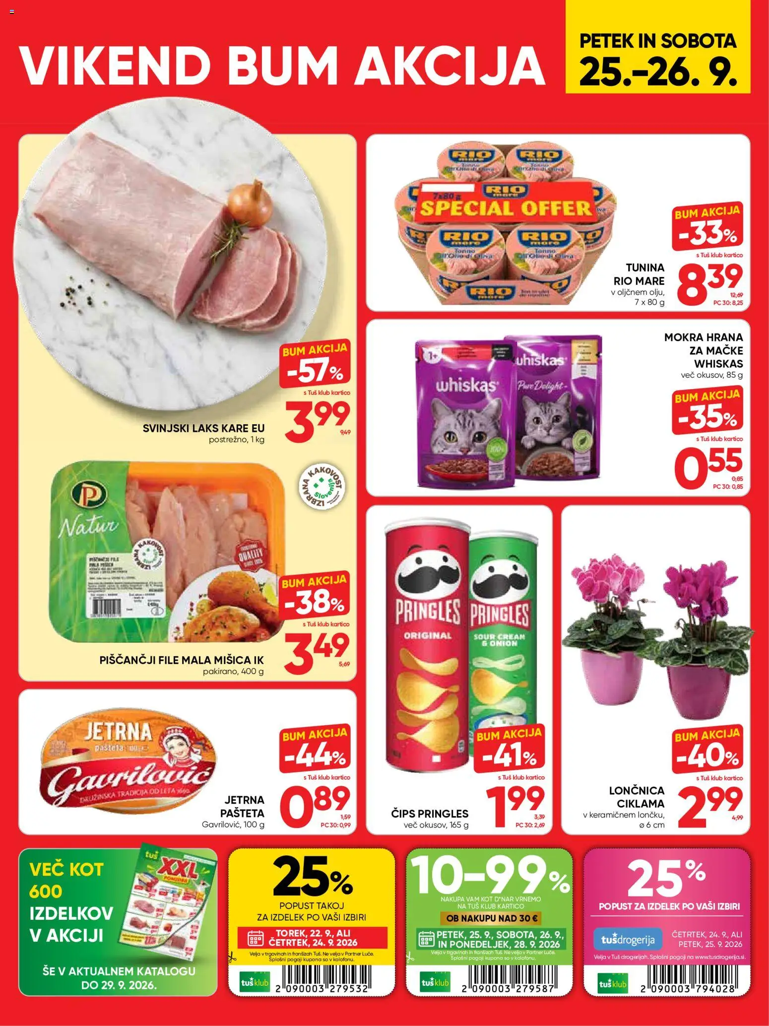 Novi Tuš katalog ponudbe – veljaven od 23.09.2026 | Stran: 8 | Izdelki: Pašteta, Cips