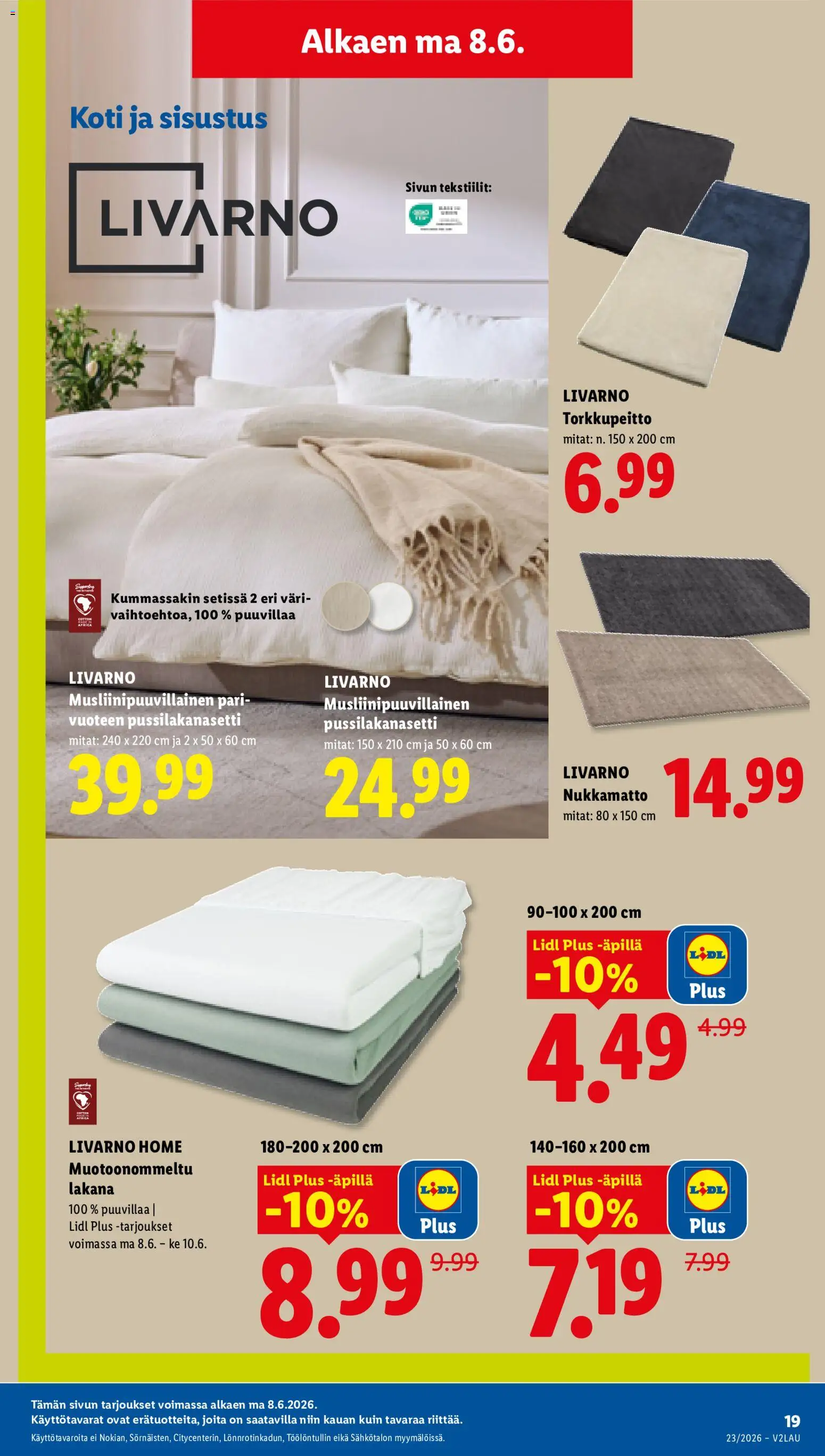 Lidl tarjoukset - Rovaniemi – voimassa 04.06.2026 alkaen | Sivu: 27 | Tuotteet: Pussilakanasetti, Lakana