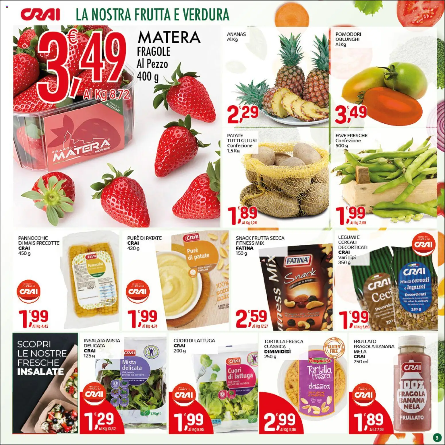 Volantino CRAI del 16.04.2026 | Pagina: 3 | Prodotti: Fragole, Cereali, Patate, Frutta