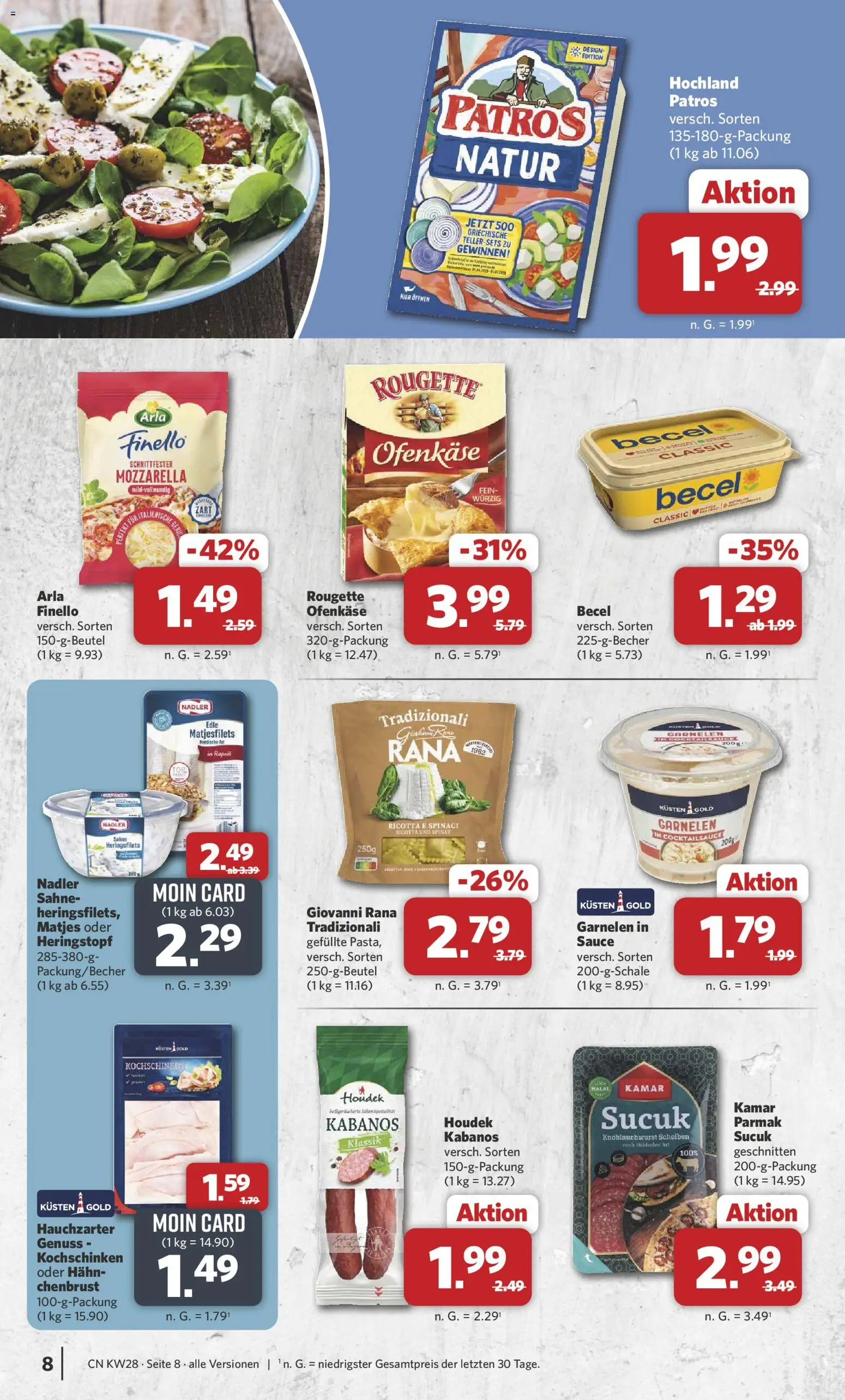 Combi Prospekt – gültig ab 06.07.2026 | Seite: 8 | Produkte: Mozzarella, Garnelen, Patros, Sahne