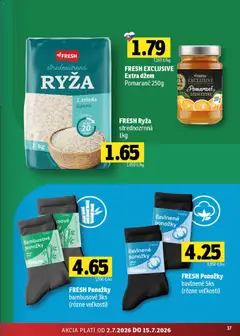 Fresh leták platný od 02.07.2026 | Strana: 37 | Produkty: Ryža, Ponožky
