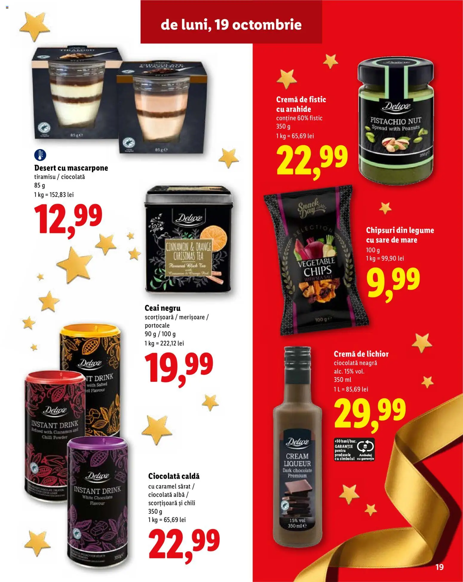 Noul catalog Lidl – valabil de la 19.10.2026 | Pagină: 19 | Produse: Arahide, Portocale, Ceai, Deluxe