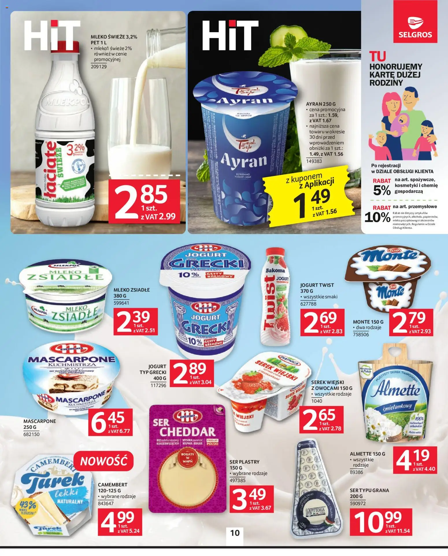 Selgros cash&carry gazetka od 30.07.2026 | Strona: 10 | Produkty: Kosmetyki, Mascarpone, Serek wiejski, Ser