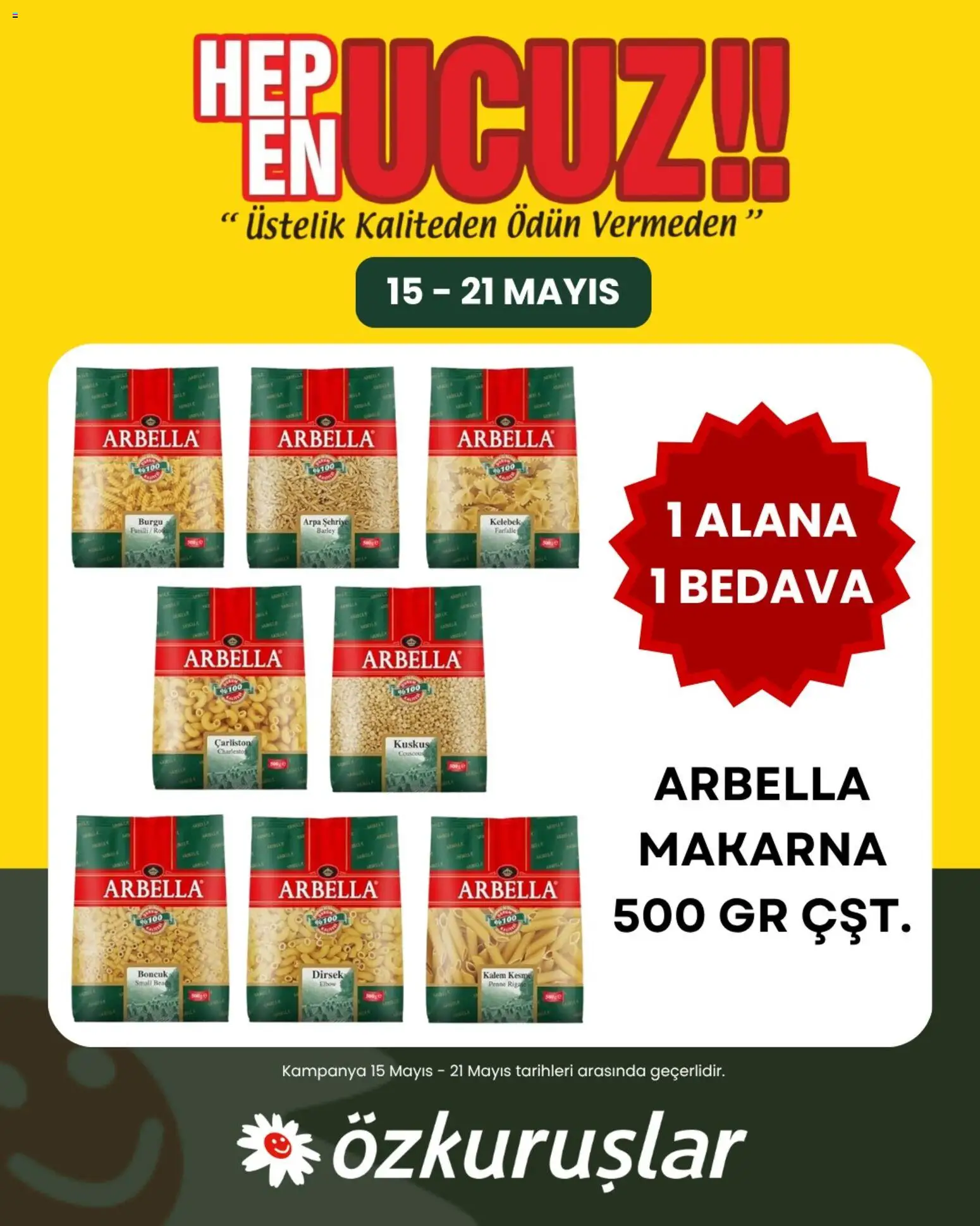 Özkuruşlar İndirim - 15.05.2026 tarihinden itibaren geçerlidir | Sayfa: 1
