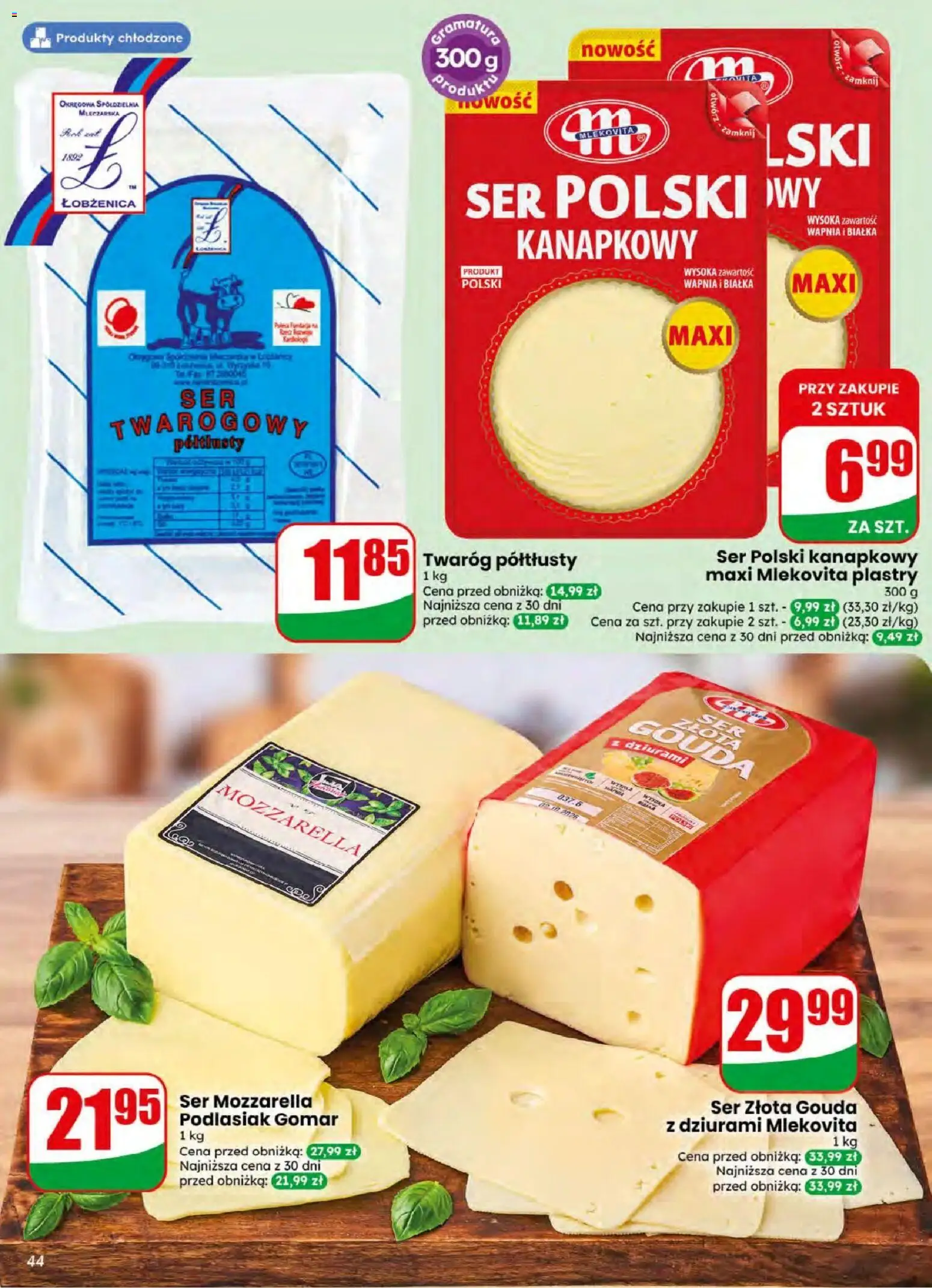 Dino gazetka od 08.07.2026 | Strona: 44 | Produkty: Twaróg półtłusty, Ser, Mozzarella, Twaróg