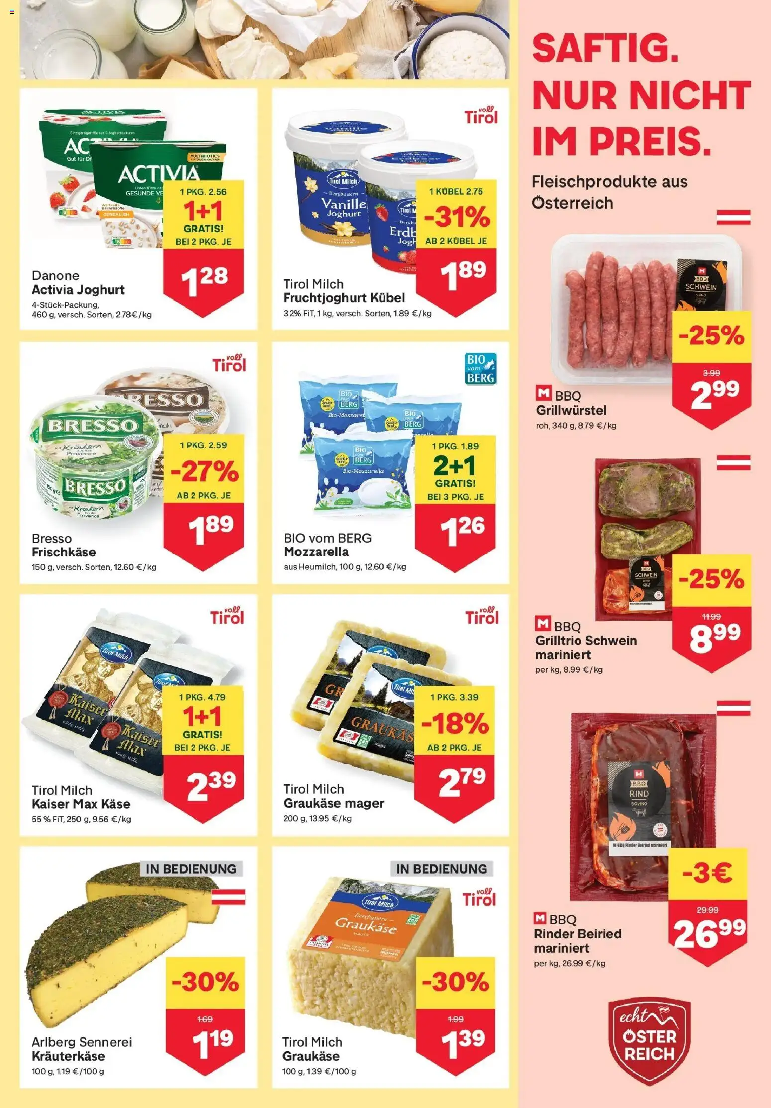 MPREIS Saalbach gültig ab 09.07.2026 | Seite: 3 | Produkte: Milch, Käse, Joghurt