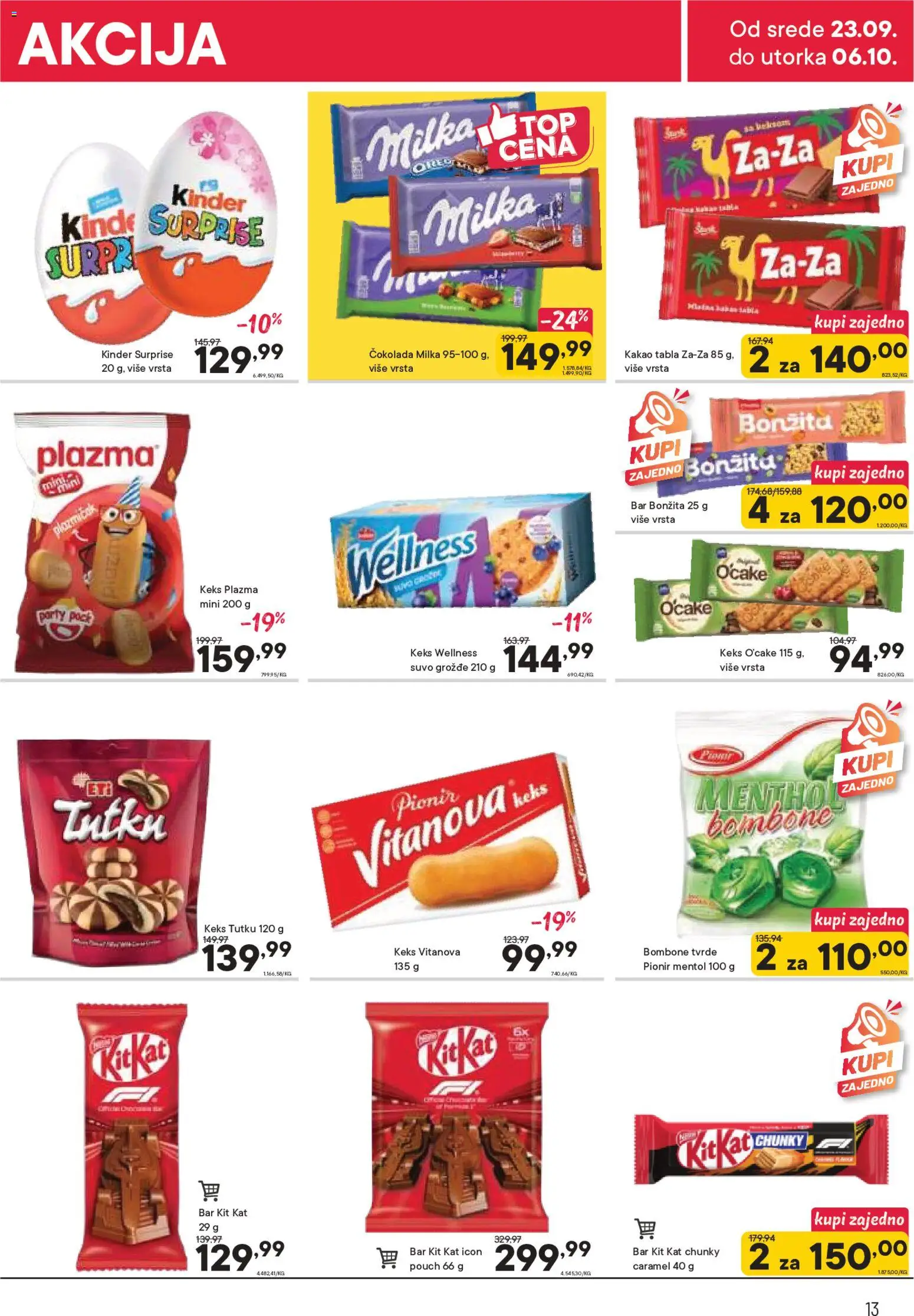 PerSu katalog - važi od 23.09.2026 | Strana: 13 | Proizvode: Kakao, Milka, Suvo grožđe, Plazma