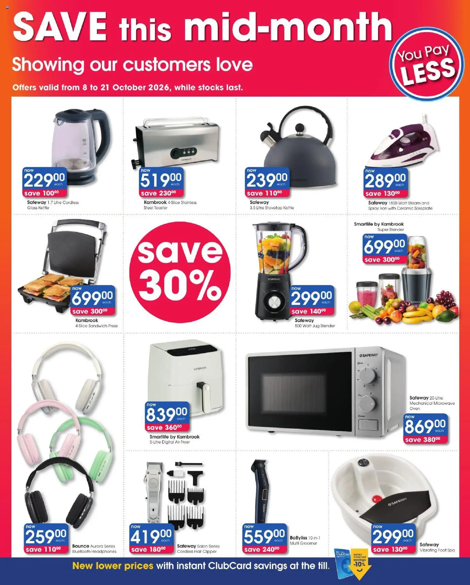 New Clicks catalogue – valid from 08/10/2026 | Page: 14 | Products: Press, Toaster, Fryer, Microwave