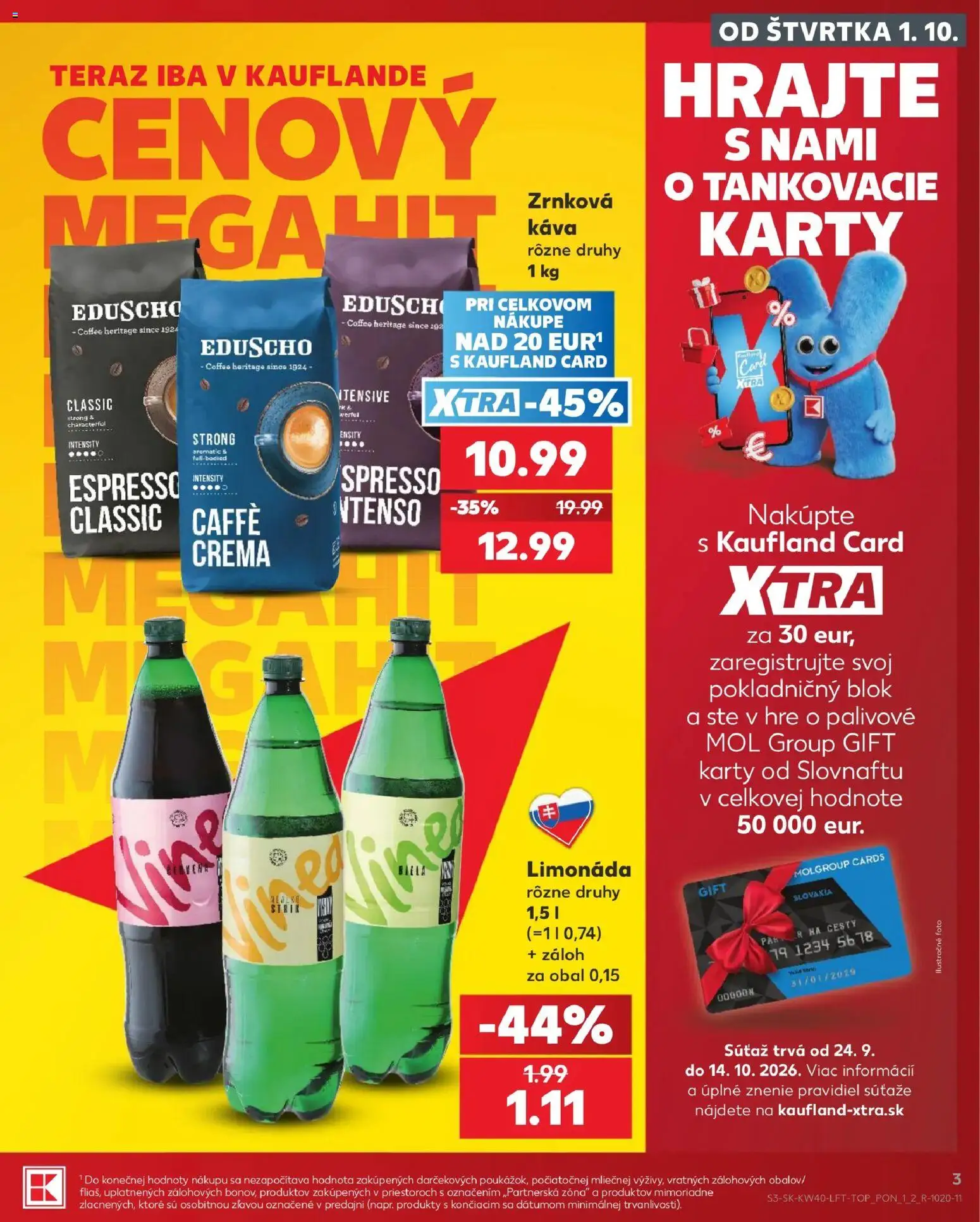 Nové Kaufland akcie – leták je platný od 01.10.2026 | Strana: 3 | Produkty: Káva, Limonáda