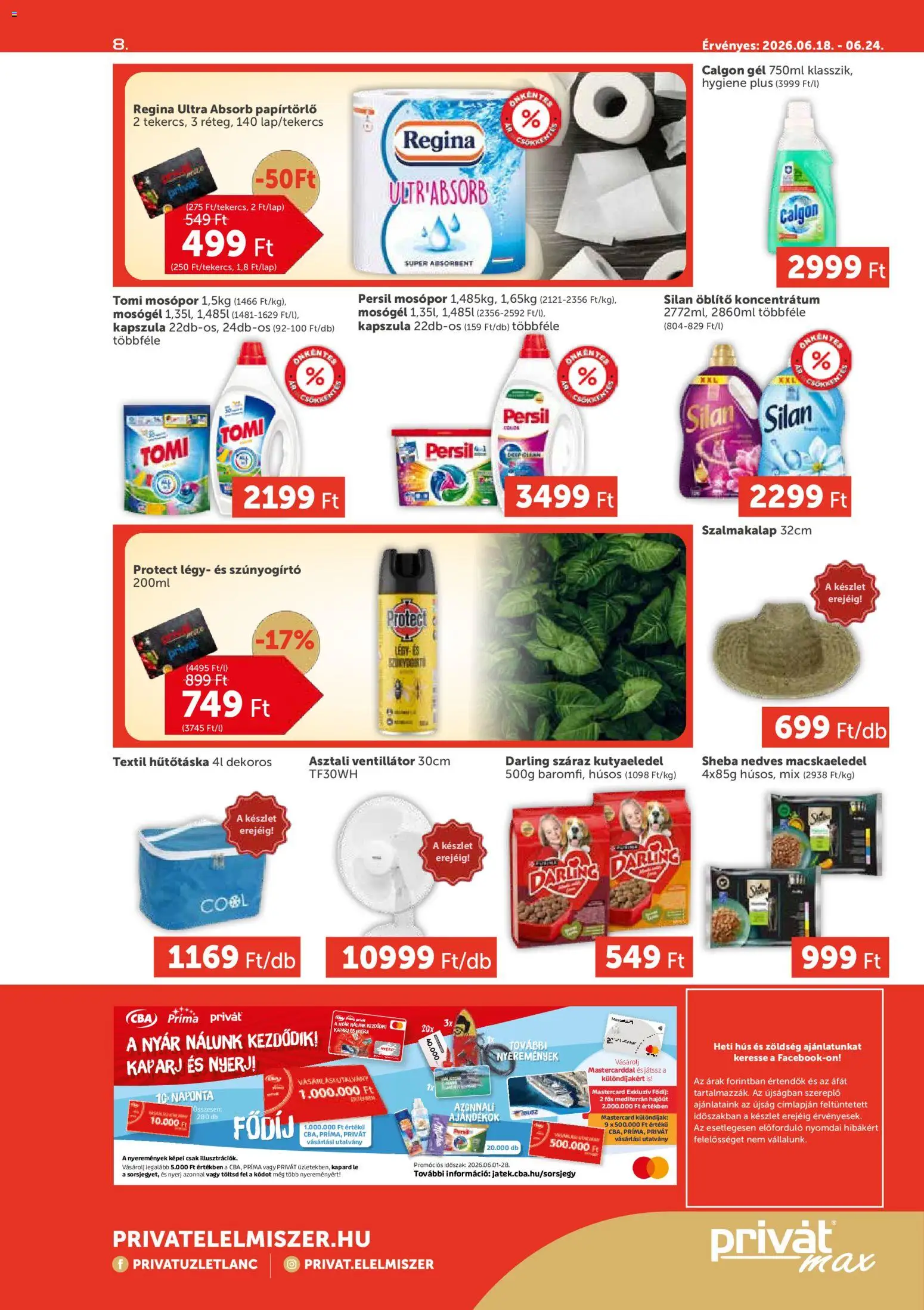 PRIVÁT akciós ujság - amely érvényes a következő dátumtól: 18.06.2026 | Oldal: 8 | Termékek: Persil, Öblítő, Zöldség, Mosópor
