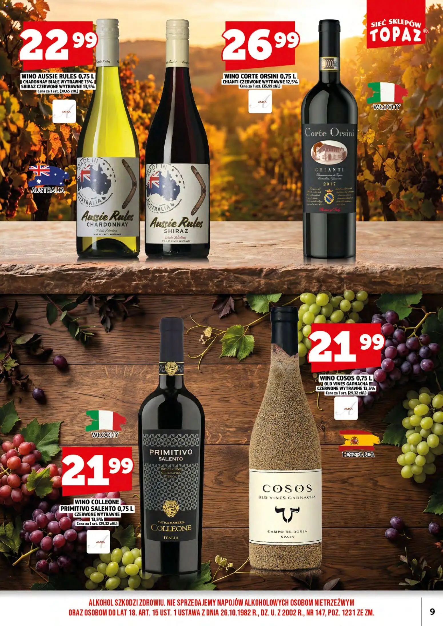 Topaz gazetka alkoholowa od 01.11.2026 | Strona: 11 | Produkty: Chianti, Primitivo, Chardonnay, Alkohol