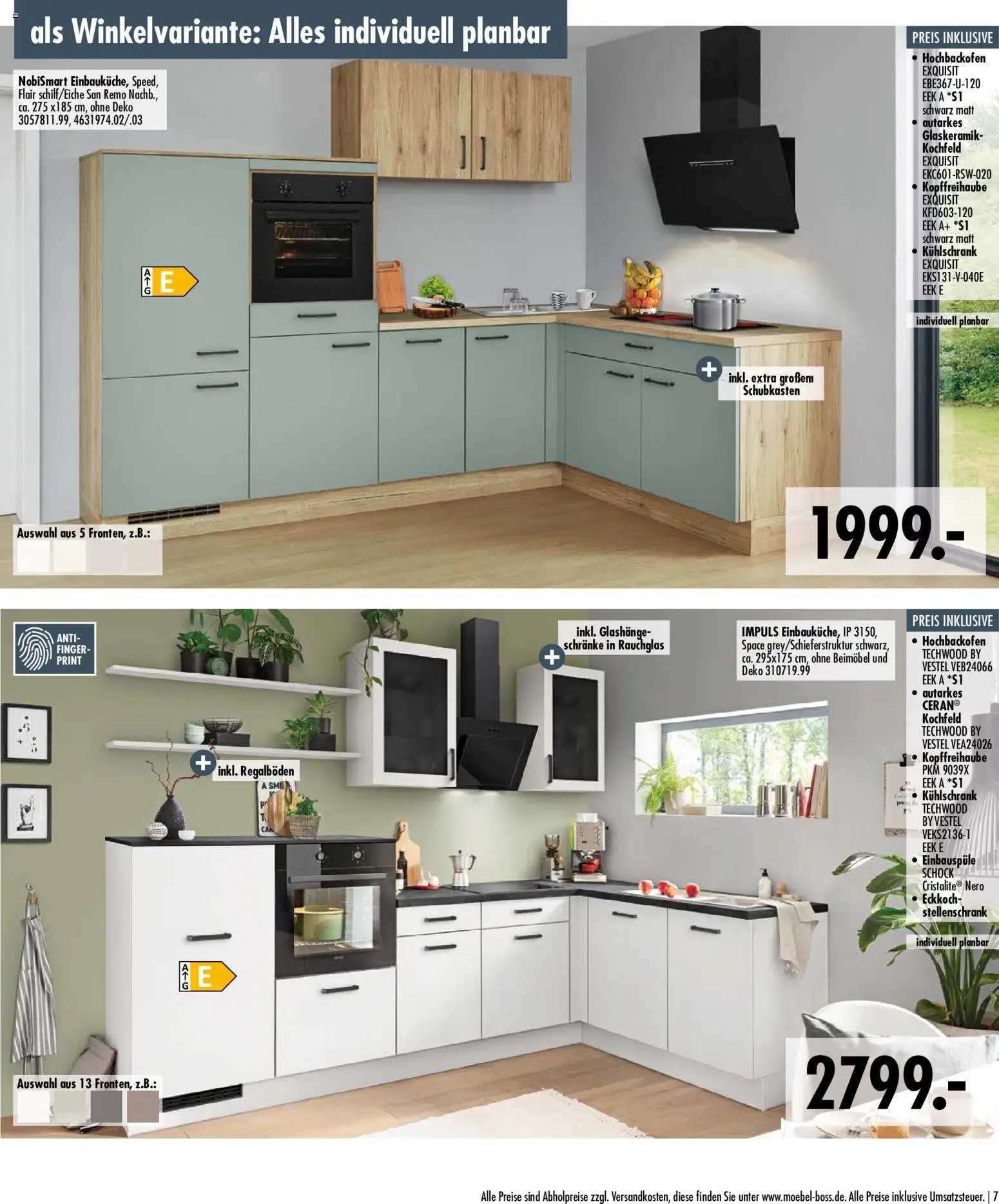 SB Möbel Boss Küchenkatalog 2026 – gültig ab 09.04.2026 | Seite: 7 | Produkte: Kühlschrank, Kochfeld