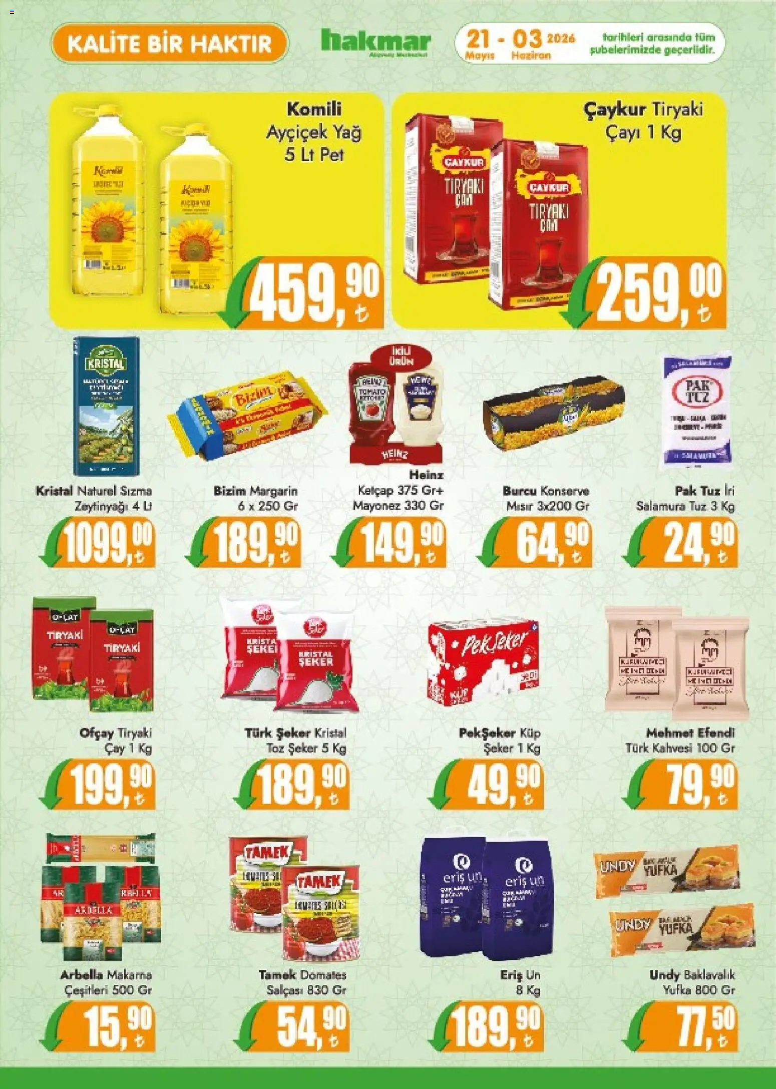 Hakmar Katalog - 21.05.2026 tarihinden itibaren geçerlidir | Sayfa: 5 | Ürünler: Şeker, Yağ, Tuz, Mısır