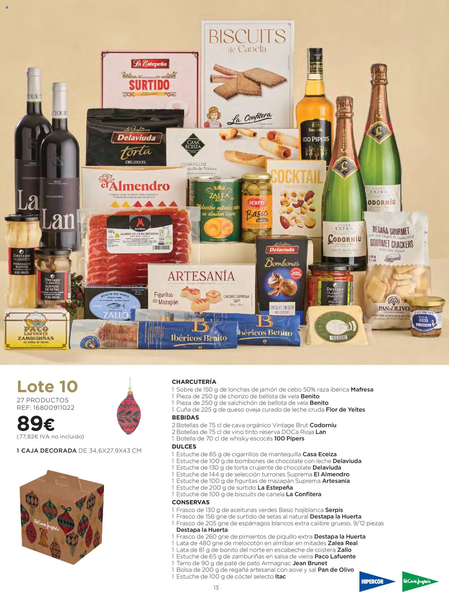 Hipercor - Cestas de Navidad │ válido desde el 08/10/2026 | Página: 13 | Productos: Pan, Vino, Espárragos, Bolsa
