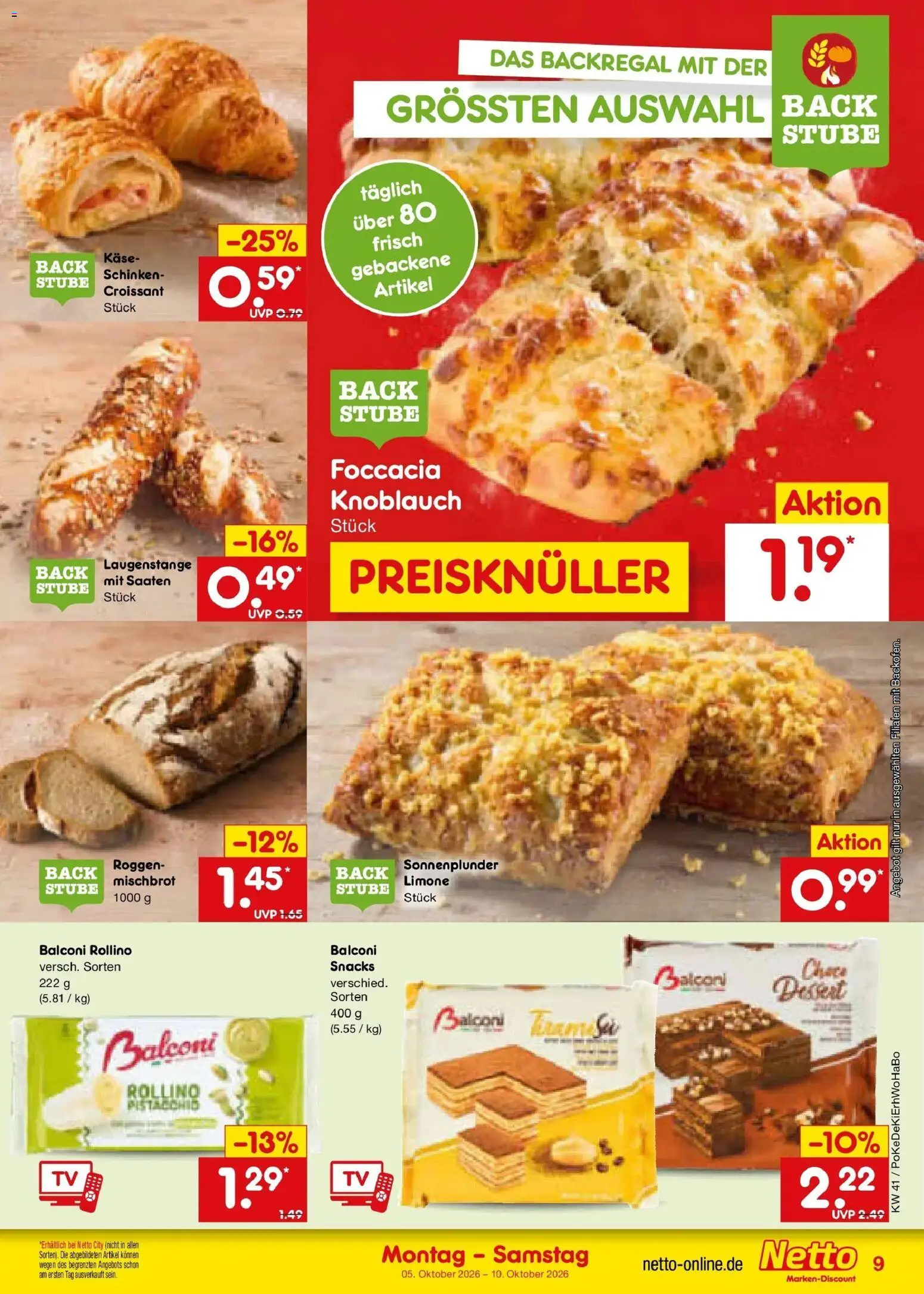 Netto Marken-Discount Prospekt München (ab 05.10.2026) » Angebote | Seite: 9 | Produkte: Croissant, Knoblauch, Schinken