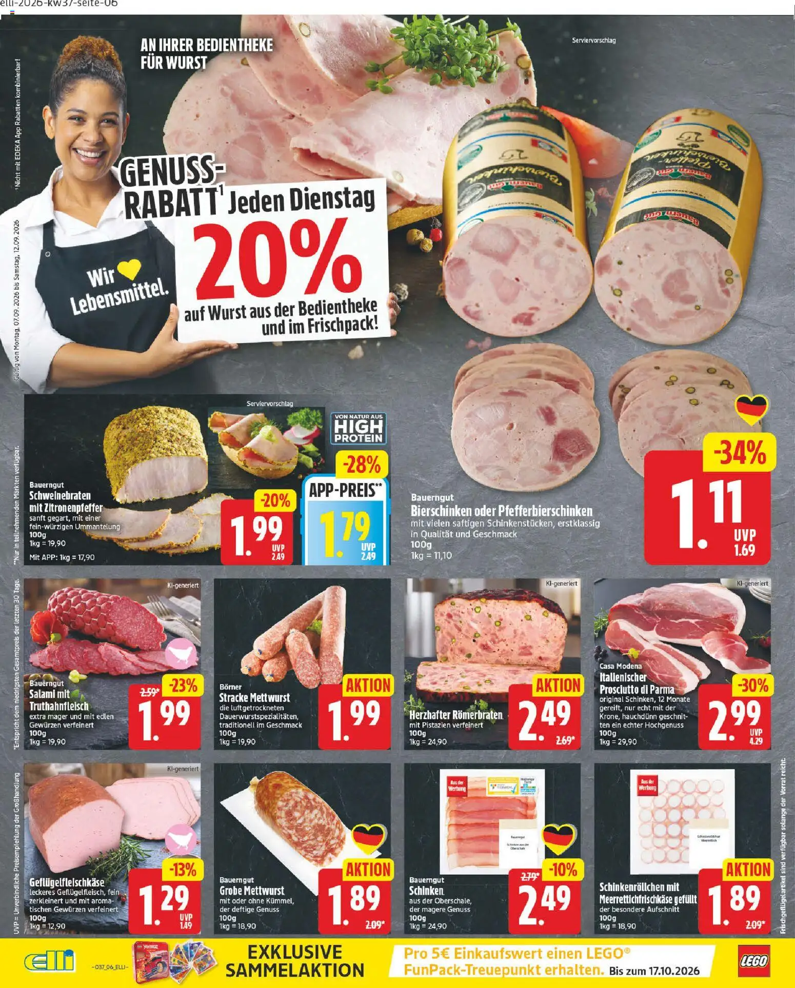 Elli Markt Prospekt – gültig ab 07.09.2026 | Seite: 6 | Produkte: Pistazien, Wurst, Bauerngut, Salami