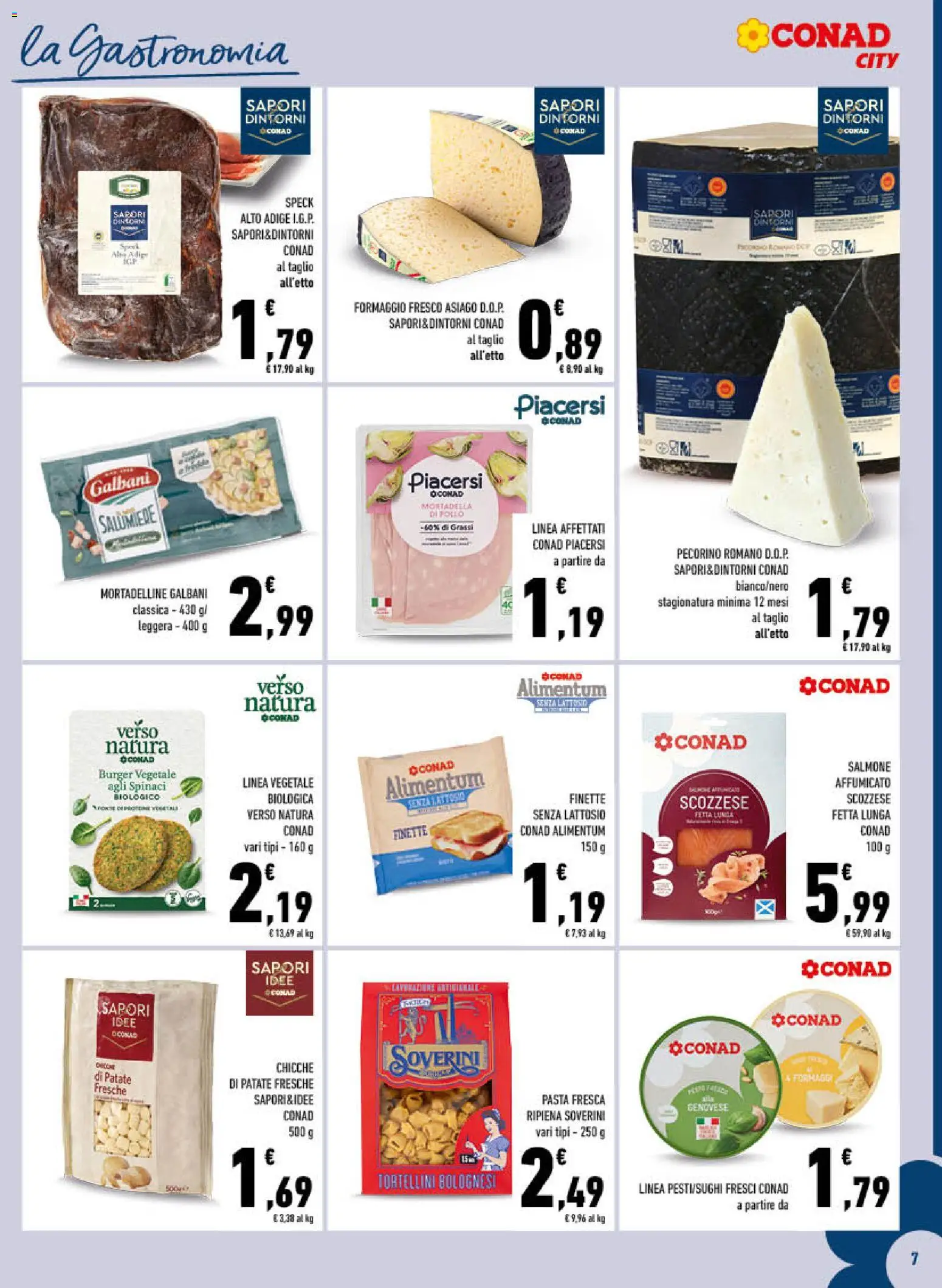 Volantino Conad del 17.06.2026 | Pagina: 7 | Prodotti: Salmone affumicato, Salmone, Spinaci, Gnocchi