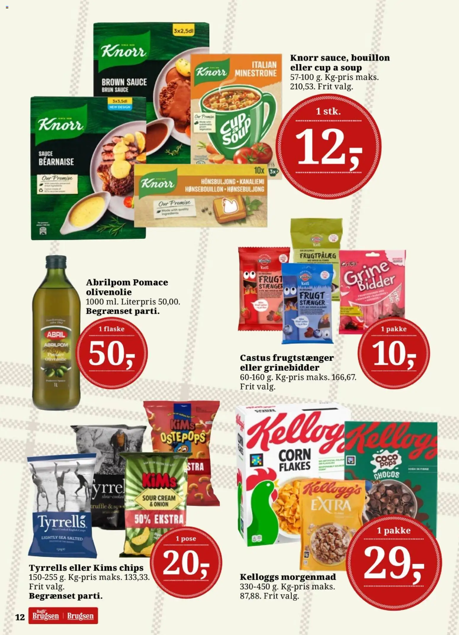 Dagli'Brugsen tilbudsavis – gyldig fra 14/08/2026 | Side: 12 | Produkter: Bouillon, Chips, Olivenolie