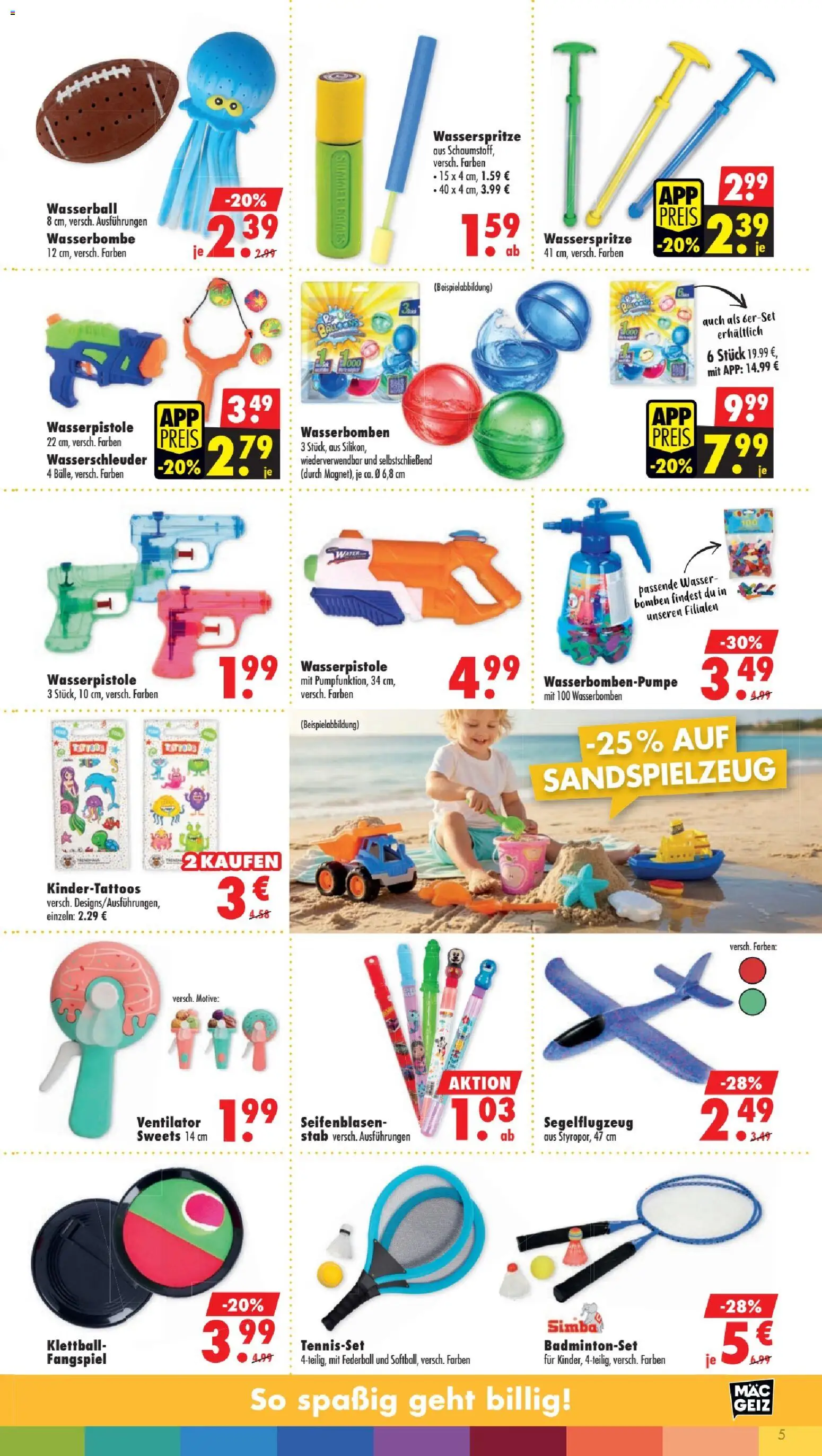 Mäc Geiz Prospekt – gültig ab 06.07.2026 | Seite: 5 | Produkte: Ventilator, Wasser, Badmintonset