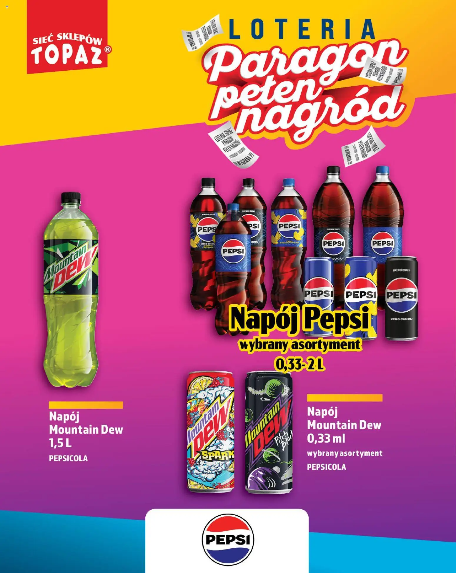 Topaz gazetka - Loteria Paragonowa od 24.08.2026 | Strona: 86 | Produkty: Pepsi, Pepsi Zero
