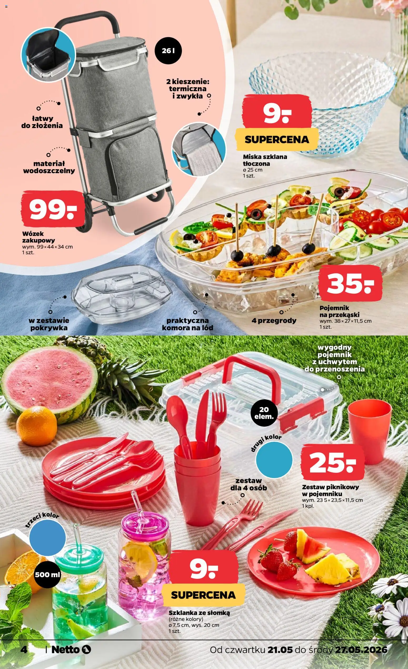 Netto gazetka od czwartku NonFood od 21.05.2026 | Strona: 4 | Produkty: Szklanka, Zestaw piknikowy