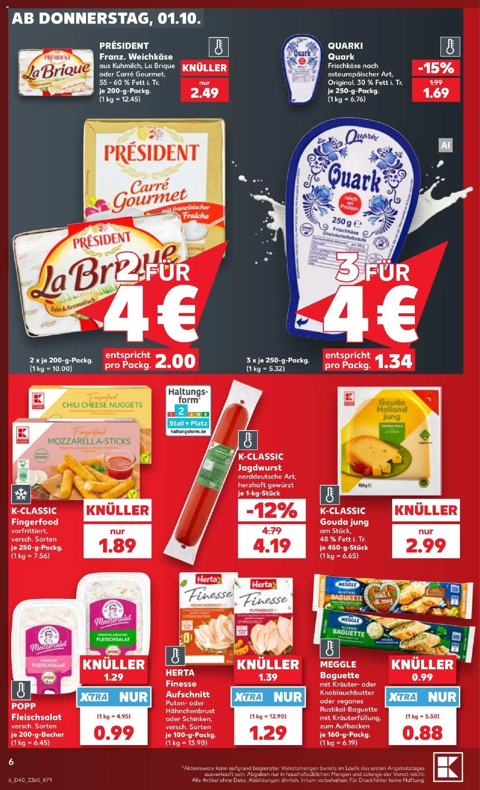 Kaufland Prospekt Berlin – gültig ab 01.10.2026 | Seite: 10 | Produkte: Quark, Baguette, Frischkase, Hahnchenbrust