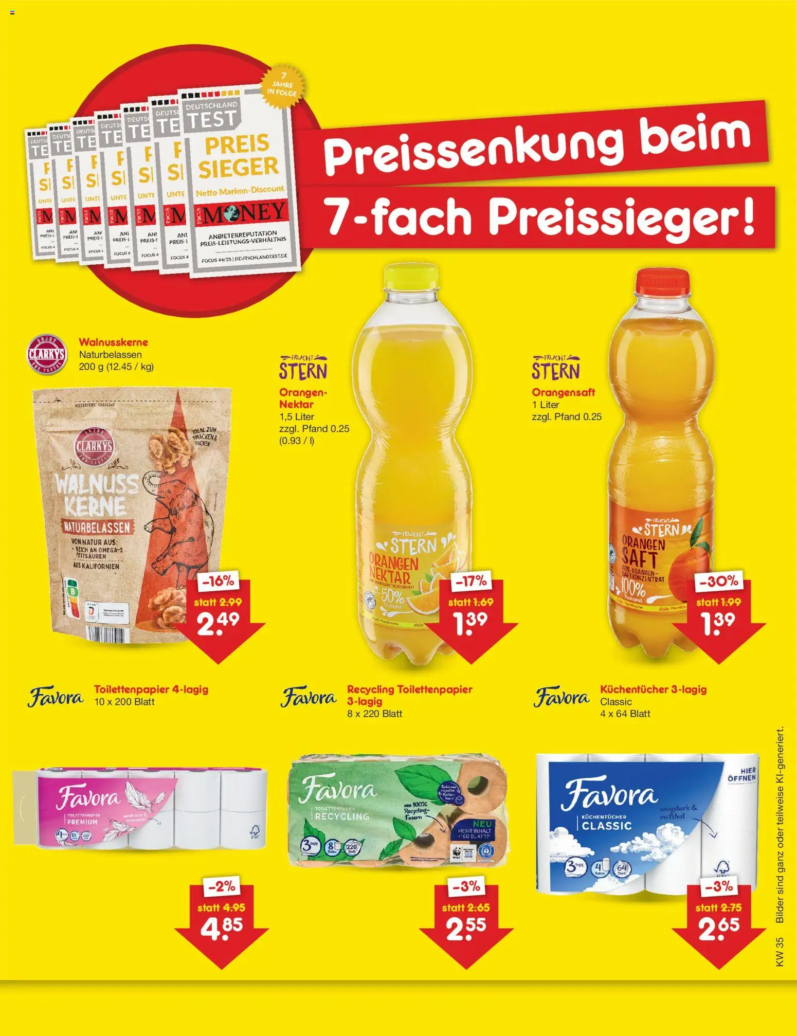 Netto Marken-Discount Preissenkung auf Dauer – gültig ab 26.08.2026 | Seite: 2 | Produkte: Orangensaft, Bilder, Saft, Toilettenpapier