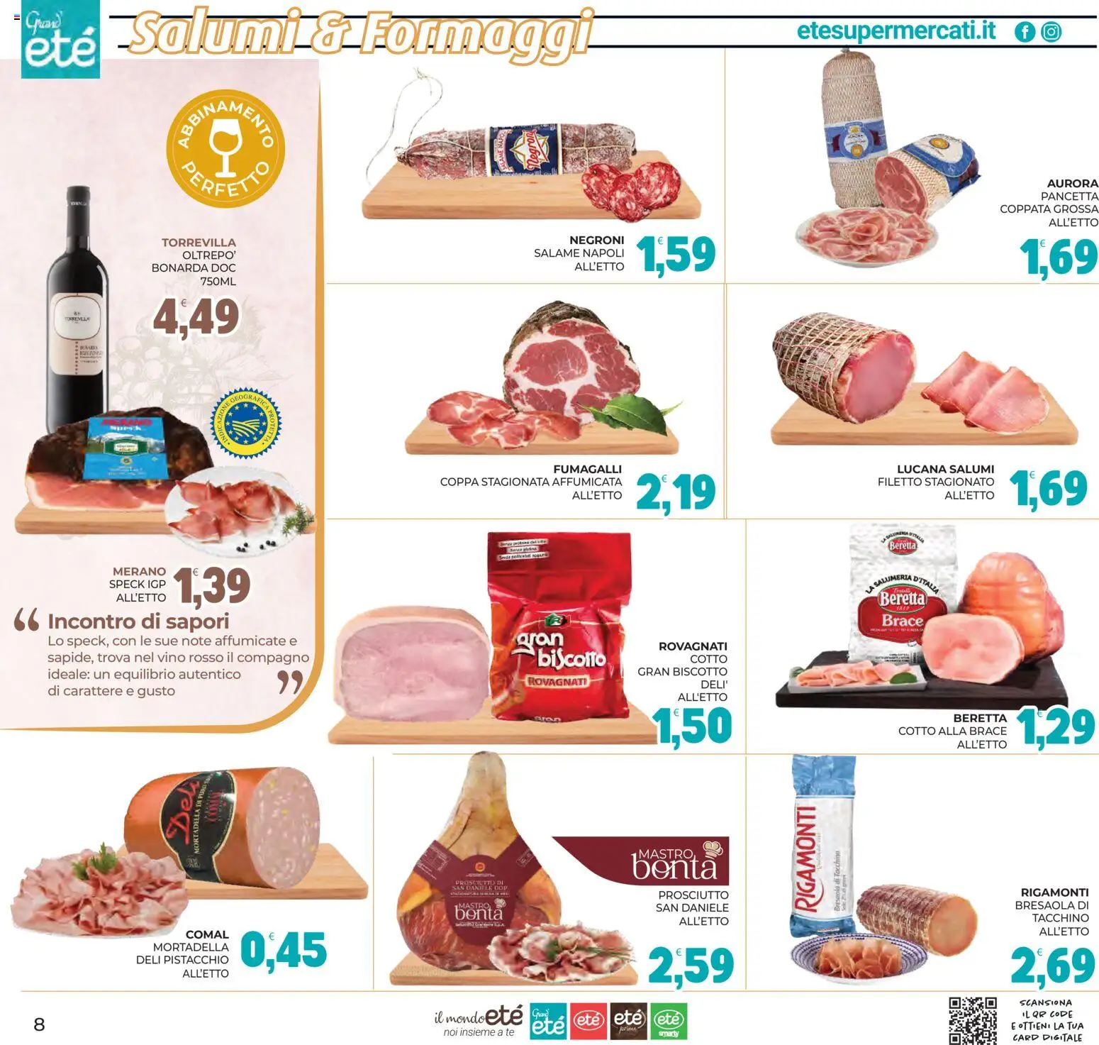 Volantino Eté del 03/07/2026 | Pagina: 8 | Prodotti: Speck, Tacchino, Vino, Vino rosso