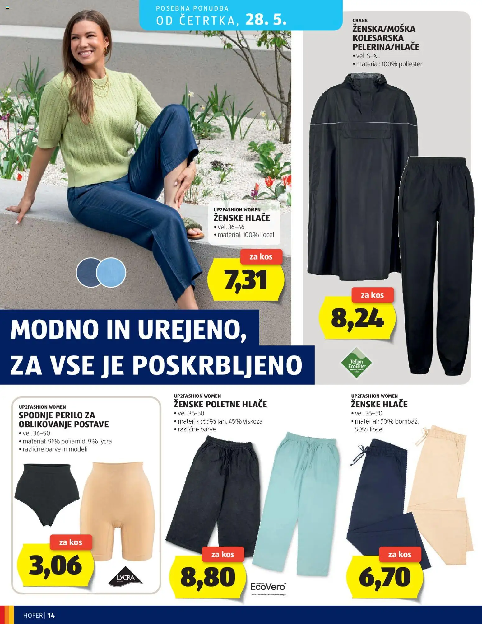 Novi Hofer katalog ponudbe – veljaven od 20.05.2026 | Stran: 14 | Izdelki: Kos, Hlace, Spodnje perilo