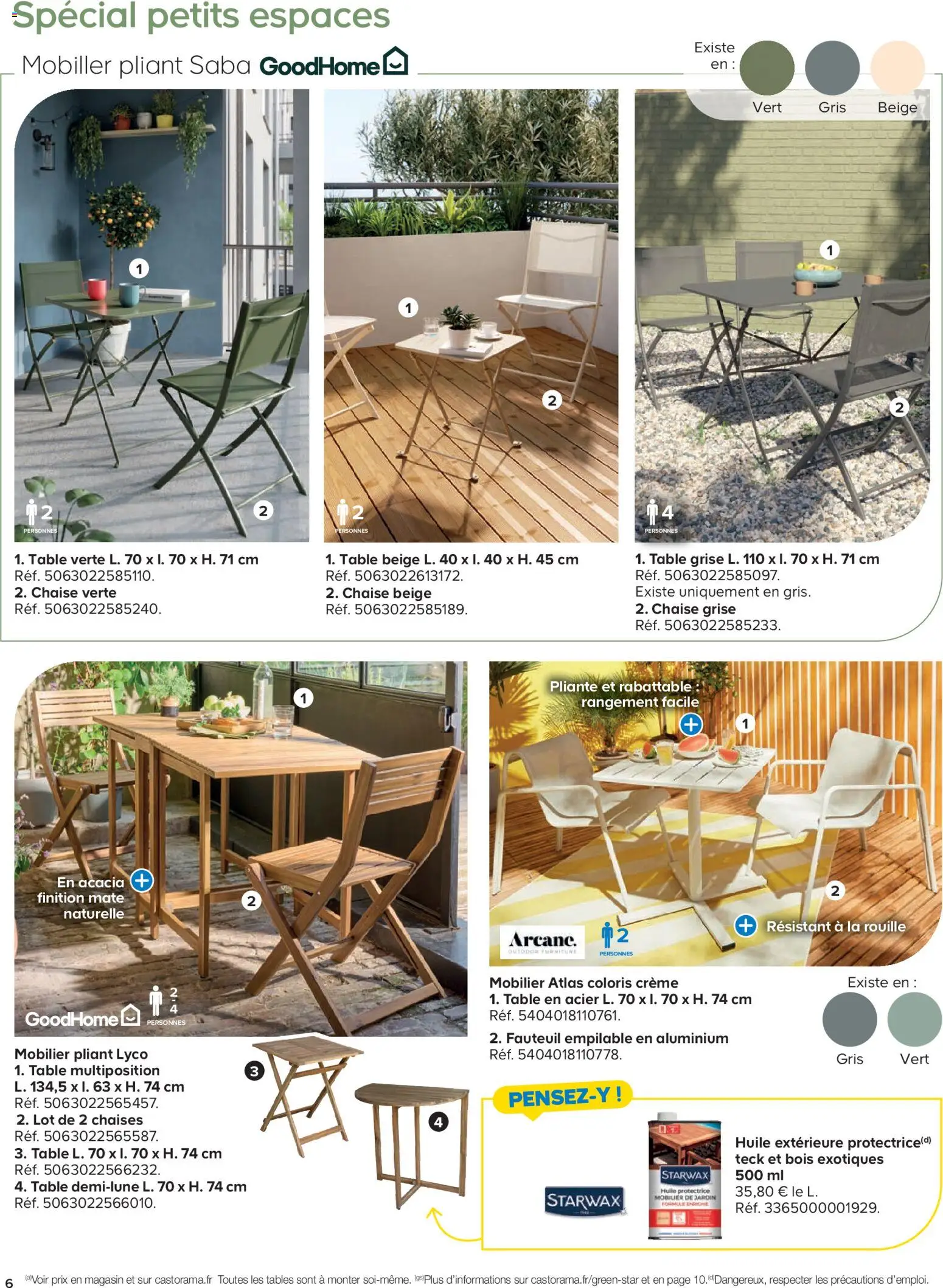 {H1} | Page: 6 | Produits: Fauteuil, Table, Mobilier de jardin, Huile