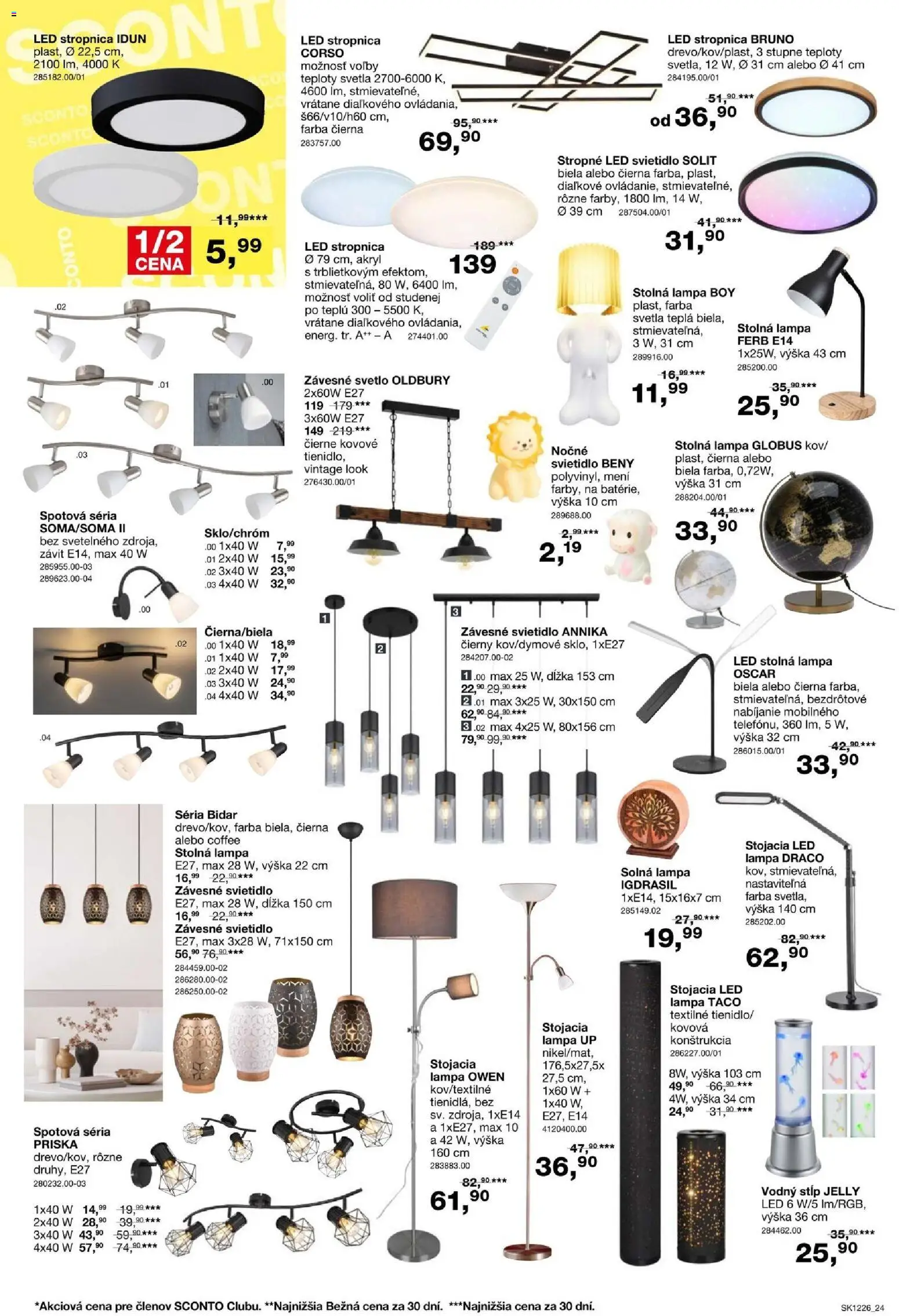 Nové Sconto nábytok akcie – leták je platný od 23.09.2026 | Strana: 24 | Produkty: Lampa, Závesné svietidlo, Led lampa, Stolná lampa